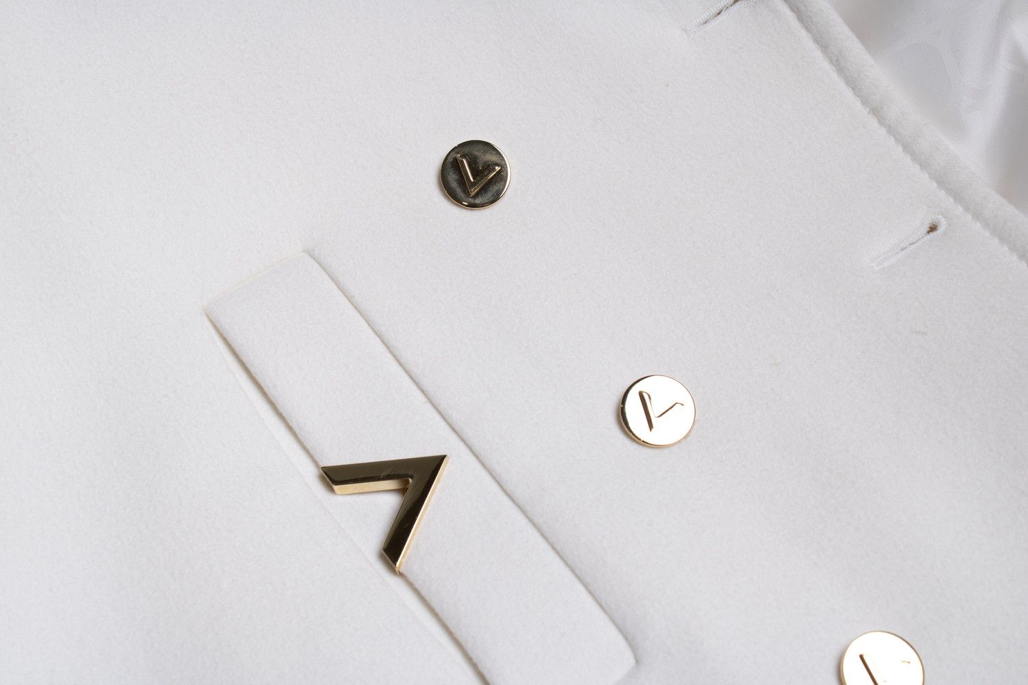 Valentino Valentino, V logo wool and cashmere coat in white Size M / US 6-8 / IT 42-44 - 8 Thumbnail