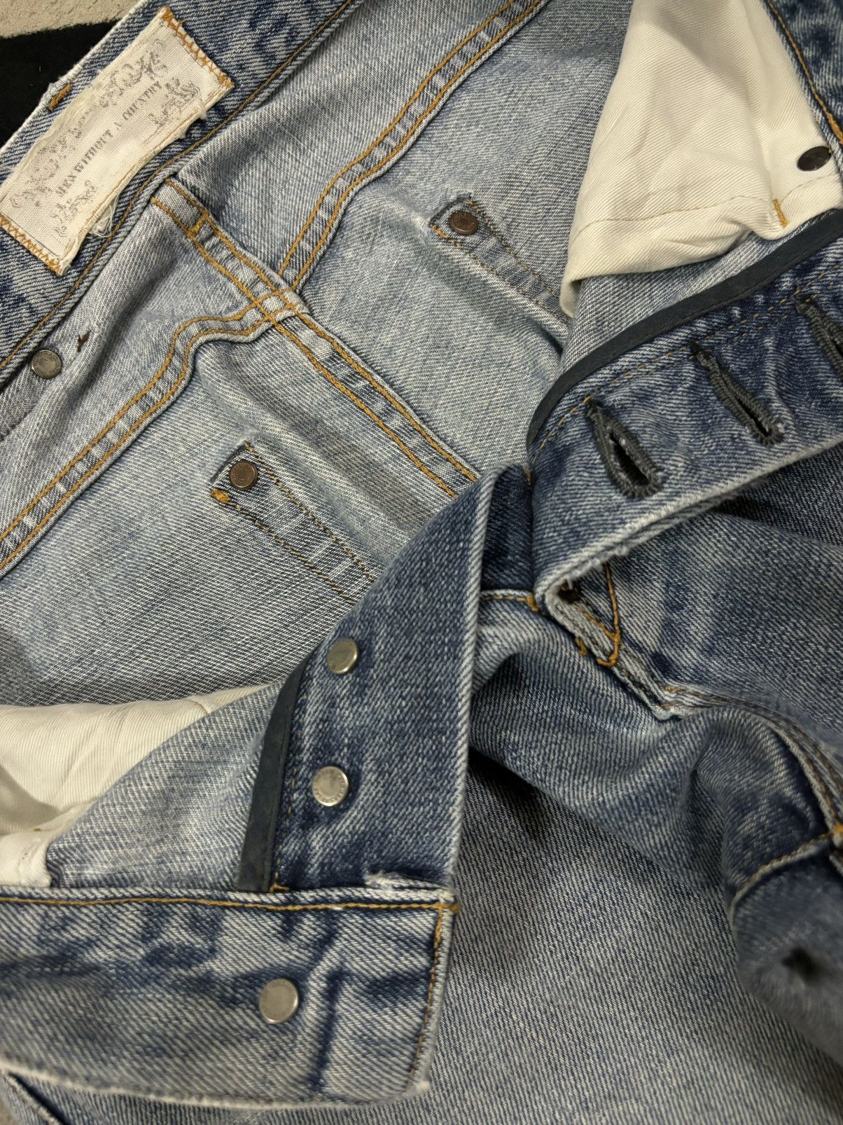Japanese Brand Vintage Men Without A Country Selvedge Ripped Grunge Jeans Size US 29 - 20 Thumbnail