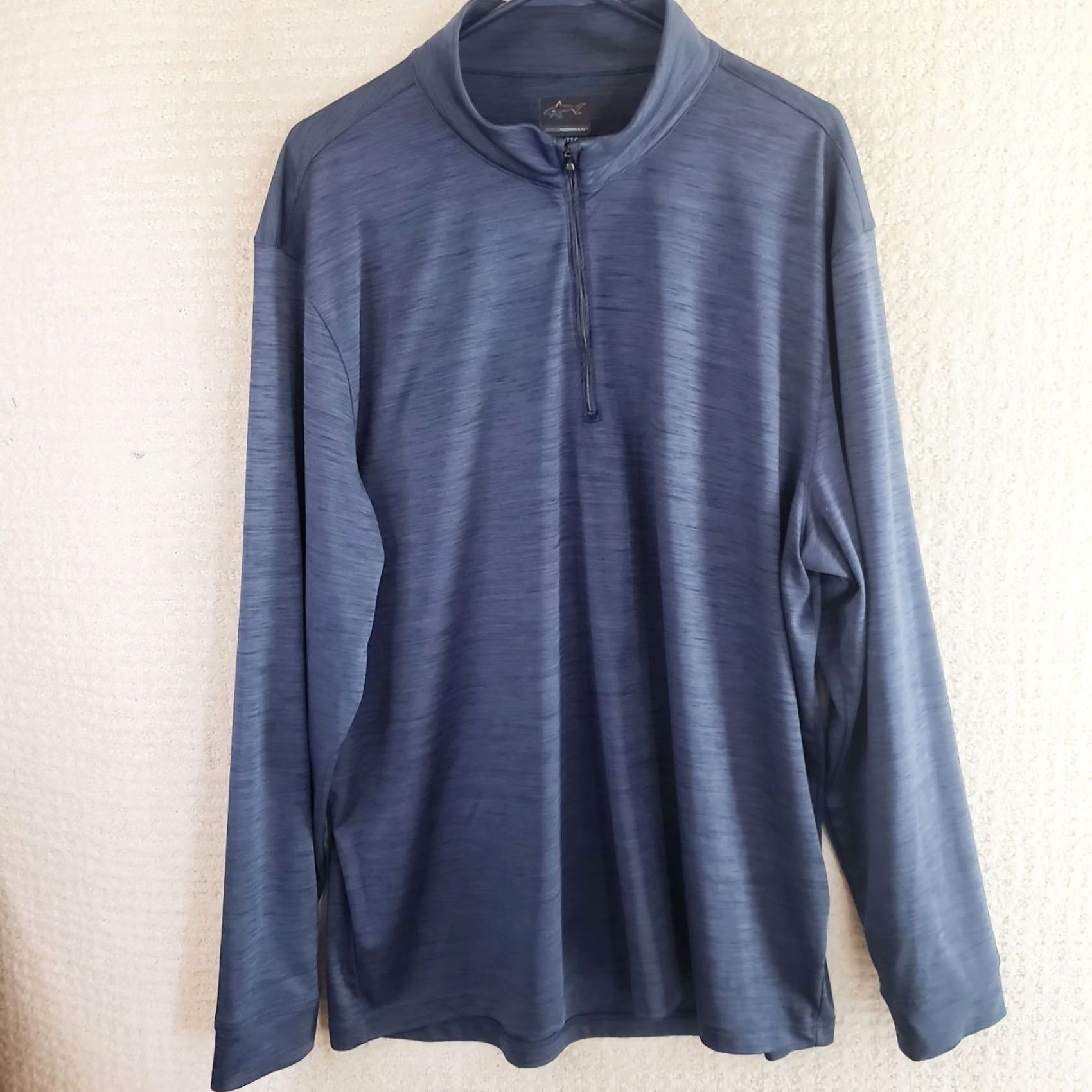 Vintage Greg Norman 1/4 Zip Pullover Long Sleeve Heathered Blue 2XL Mens Shirt Casual Activewear Size US XXL / EU 58 / 5 - 2 Thumbnail