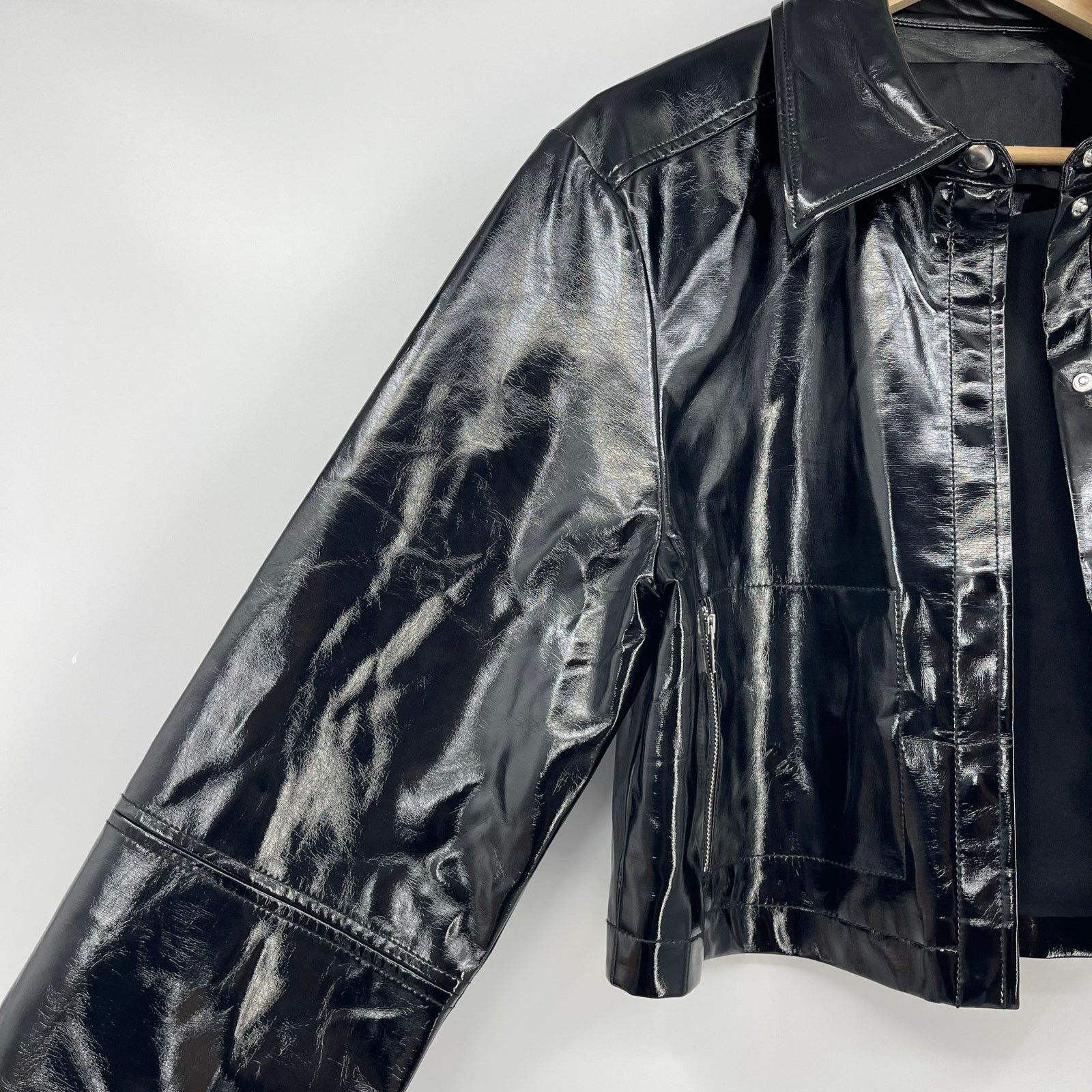 SIR. SIR. | Midnight Crop Black Patent Leather Jacket XS/S Size XS / US 0-2 / IT 36-38 - 13 Thumbnail