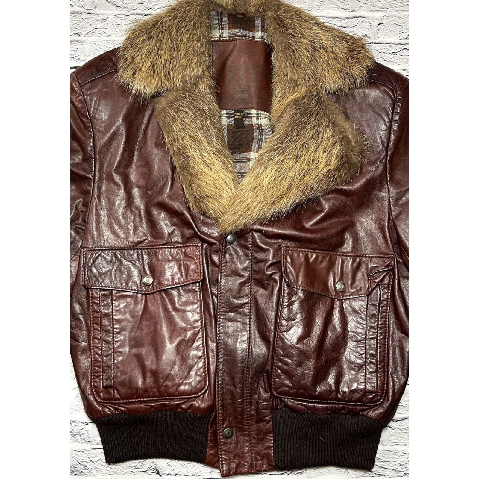 Vintage VINTAGE Redish Brown Bomber Aviator Flight Jacket 46 Leather Mens Size US S / EU 44-46 / 1 - 2 Thumbnail