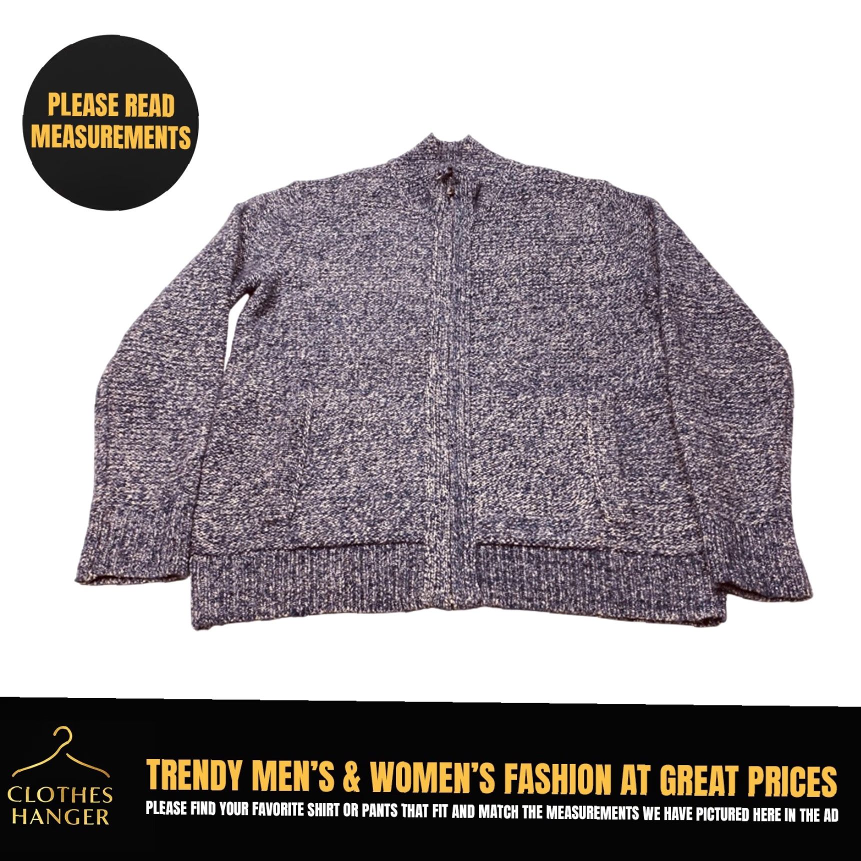 Banana Republic VINTAGE Banana Republic Cardigan Wool Blend Sweater Mens Large Blue Speck Full Zip 7877 Size US L / EU 52-54 / 3 - 2 Thumbnail