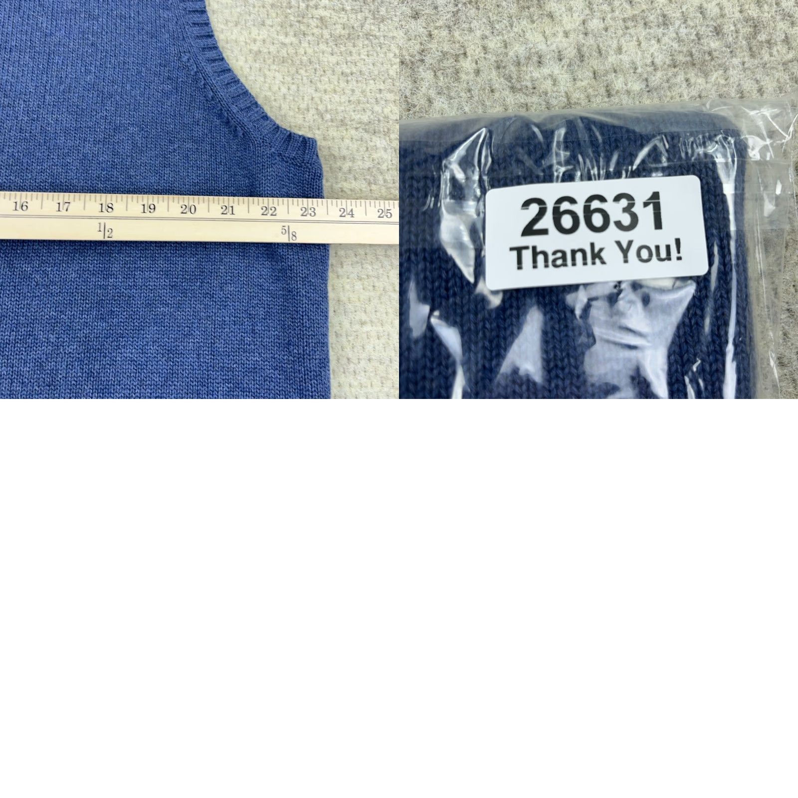 Vintage LL Bean Sweater Vest Men XL Blue V Neck Heavy Knit Ribbed Pullover Adult Size US XL / EU 56 / 4 - 8 Thumbnail