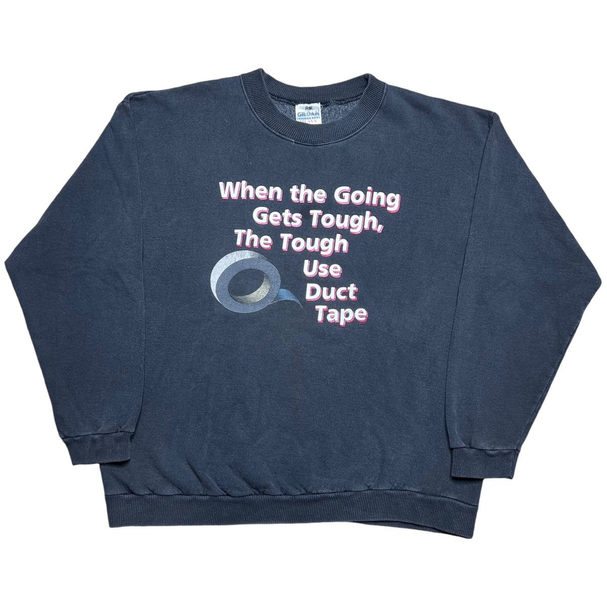 Vintage Vintage 1990s Duct Tape When The Going Gets Tough Sweatshirt Size US XL / EU 56 / 4 - 1 Thumbnail