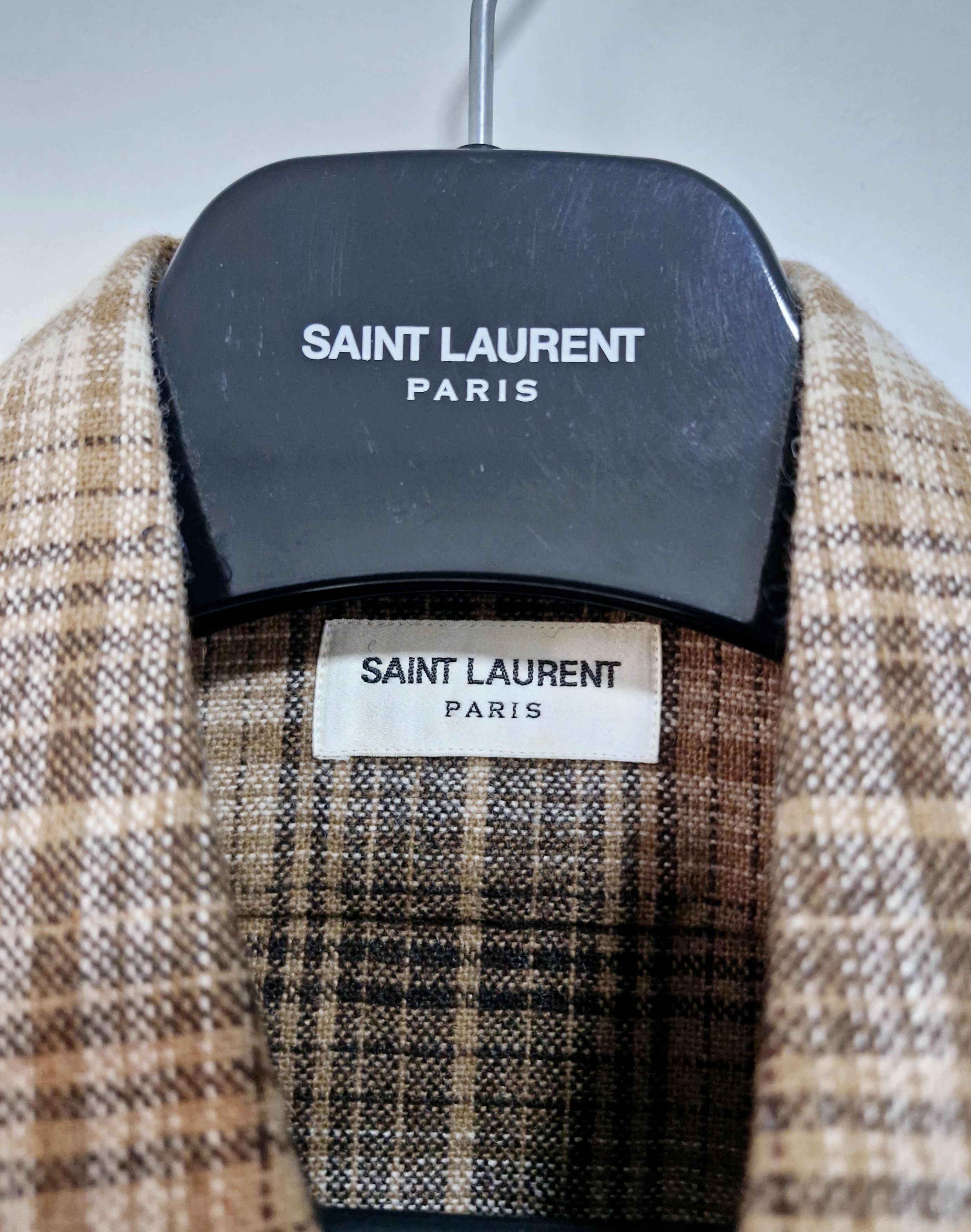 Saint Laurent Paris AW13 Brown Plaid Flannel Shirt Size US S / EU 44-46 / 1 - 3 Thumbnail