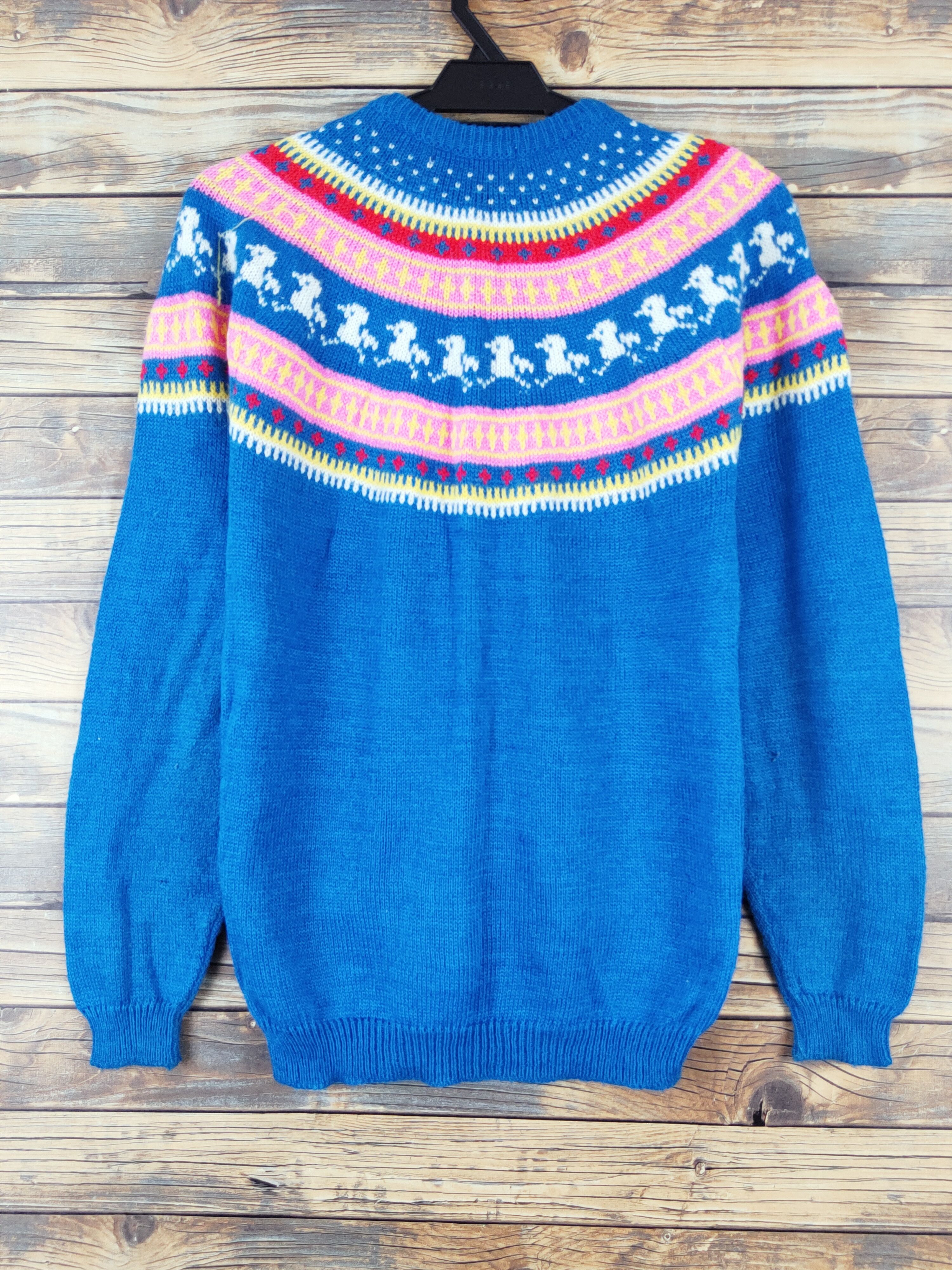 Homespun Knitwear × Japanese Brand Red Wooden Horse Blue Knitwear Cardigan #W1000 Size M / US 6-8 / IT 42-44 - 8 Thumbnail