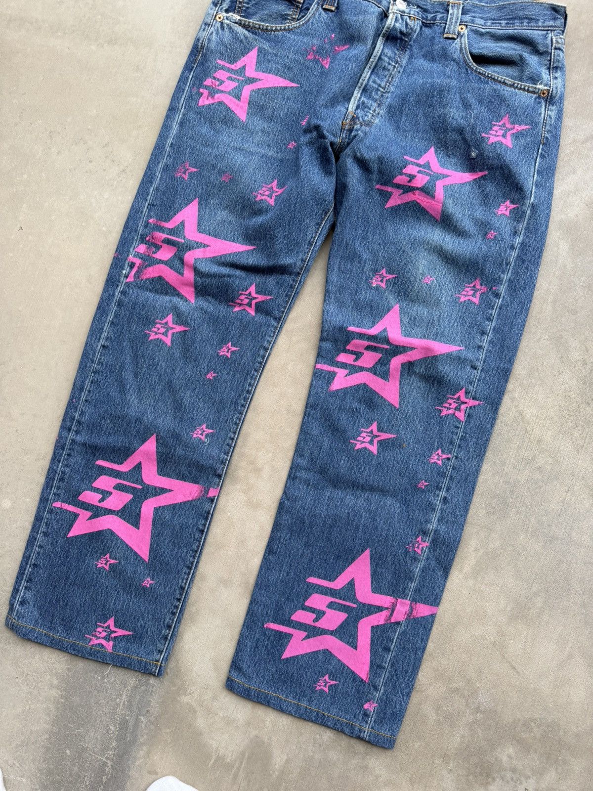 Sp5der Sp5der 5Star Vintage Indigo Jeans 38 NWT Pink Star Denim Size US 38 / EU 54 - 2 Thumbnail