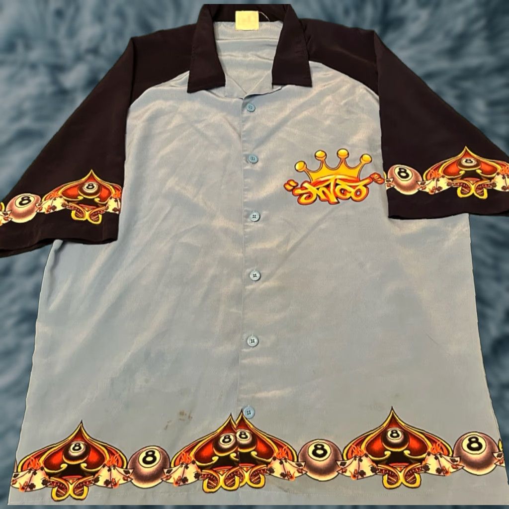 JNCO VINTAGE JNCO Button-Up Shirt XL Mens 90s Y2K Punk Grunge 8 Ball Flames Blue Short Sleeve Size US XL / EU 56 / 4 - 1 Thumbnail