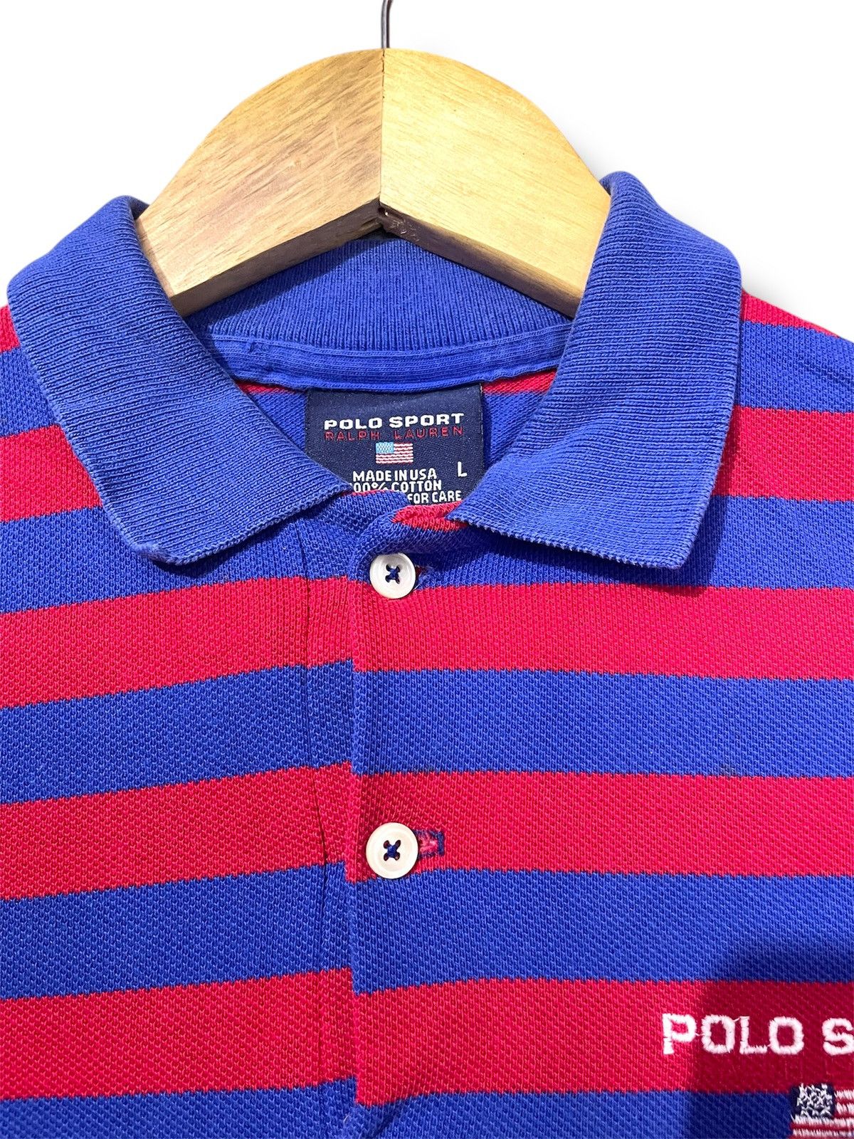 Polo Ralph Lauren × Vintage vintage Polo Sport Stripe Tshirt Collar Size US L / EU 52-54 / 3 - 9 Thumbnail