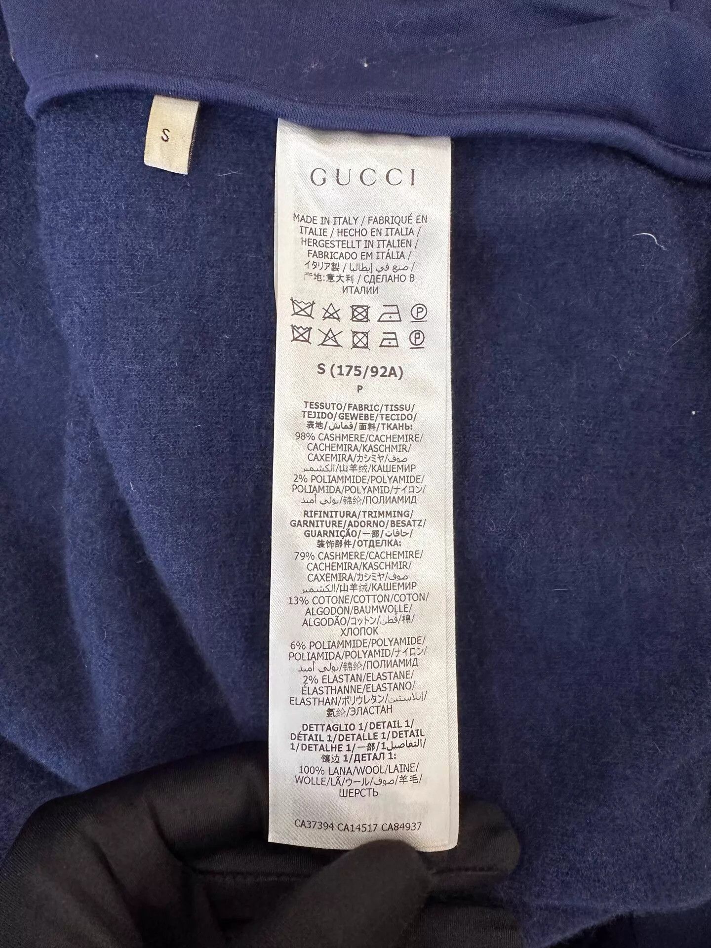 Gucci Gucci Blue Cashmere GG Logo Side Red Green Web Jacket S Size US S / EU 44-46 / 1 - 8 Thumbnail