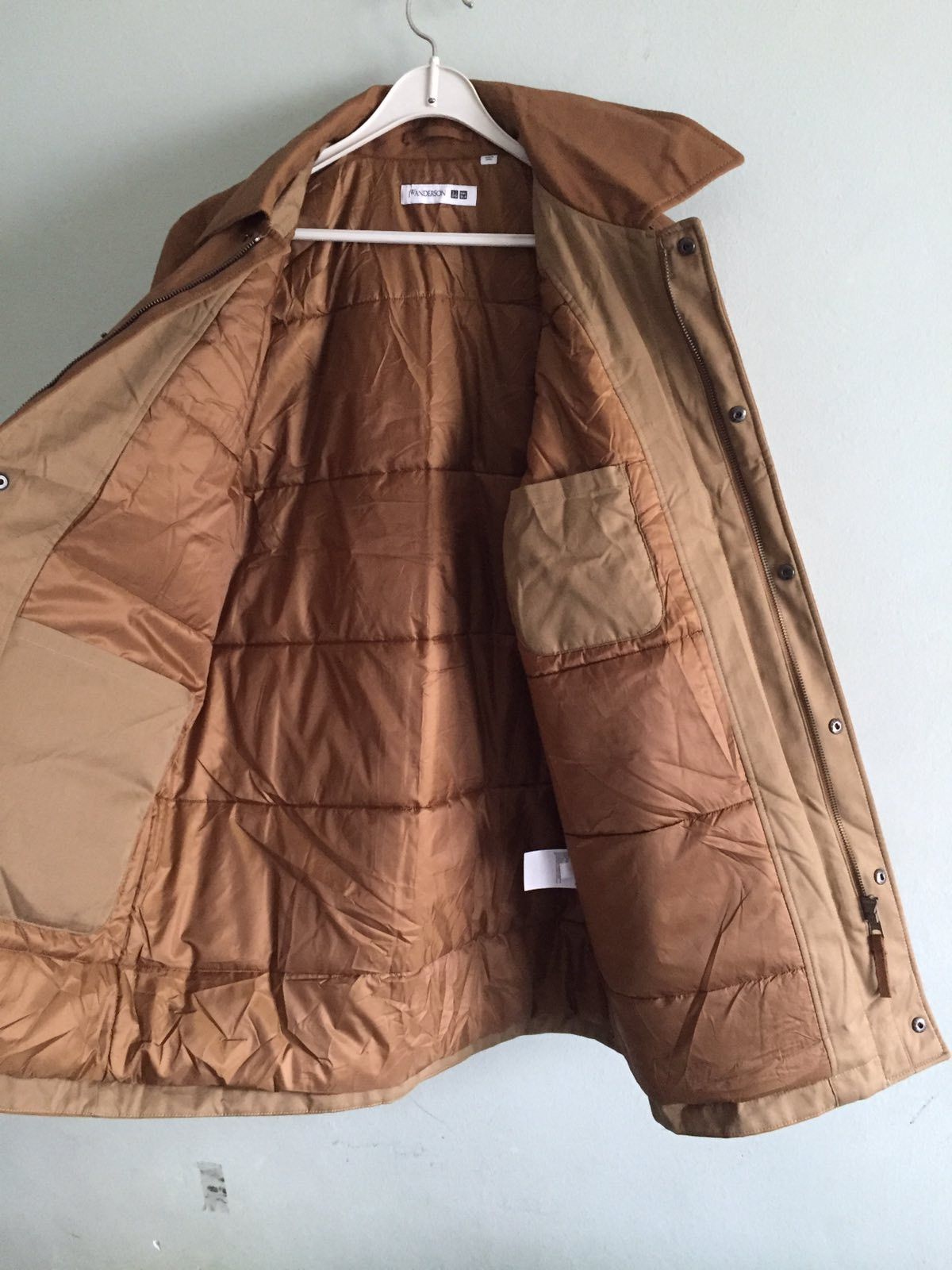image of J W Anderson x Uniqlo Padded Half Coat in Hazelnut, Men's (Size Medium)
