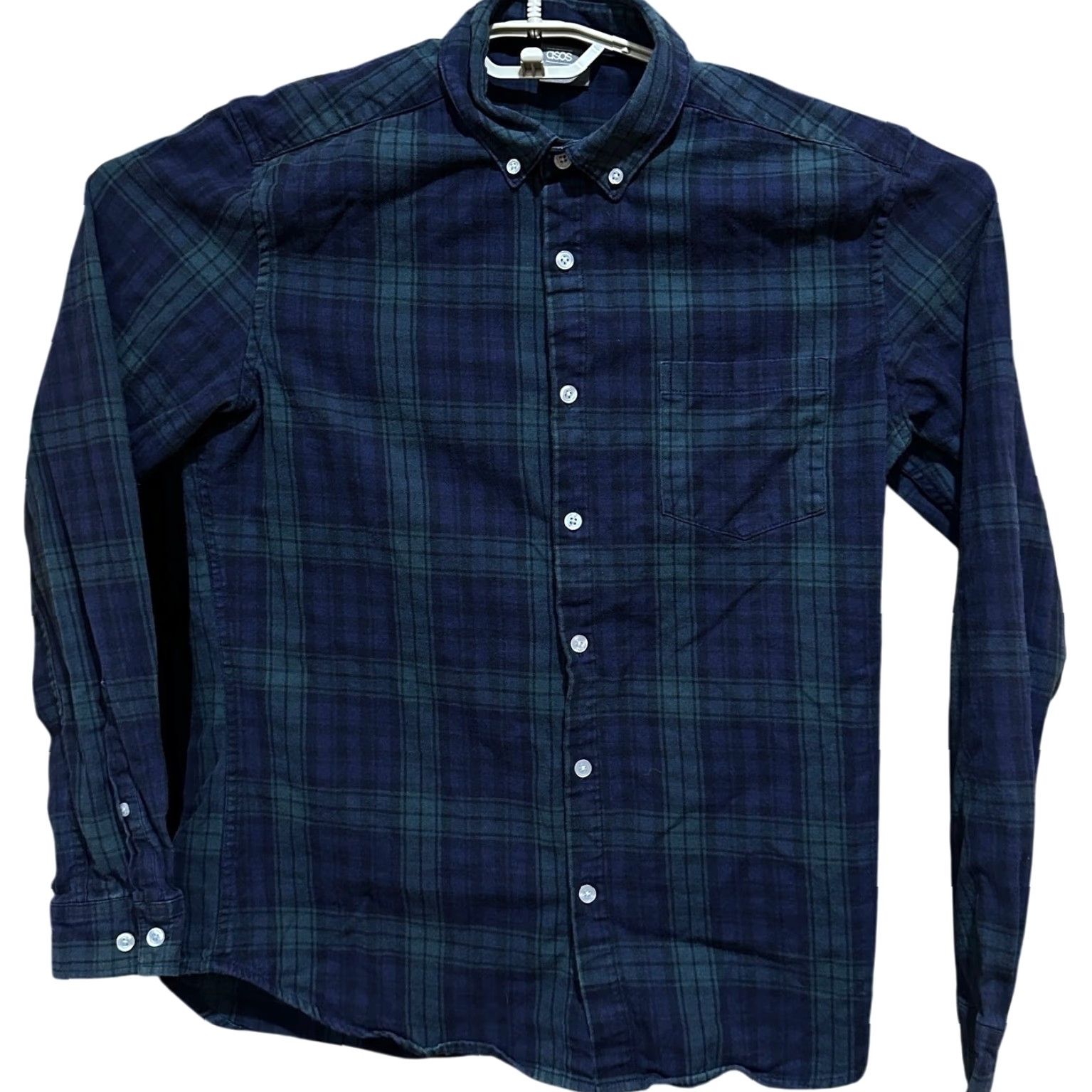 Asos ASOS Mens Shirt L Green Blue Plaid Button-Up Long Sleeve Cotton Preppy Shirt Mens Ridge Button-Up Casual Shirt Mens Womens? Size US L / EU 52-54 / 3 - 2 Thumbnail
