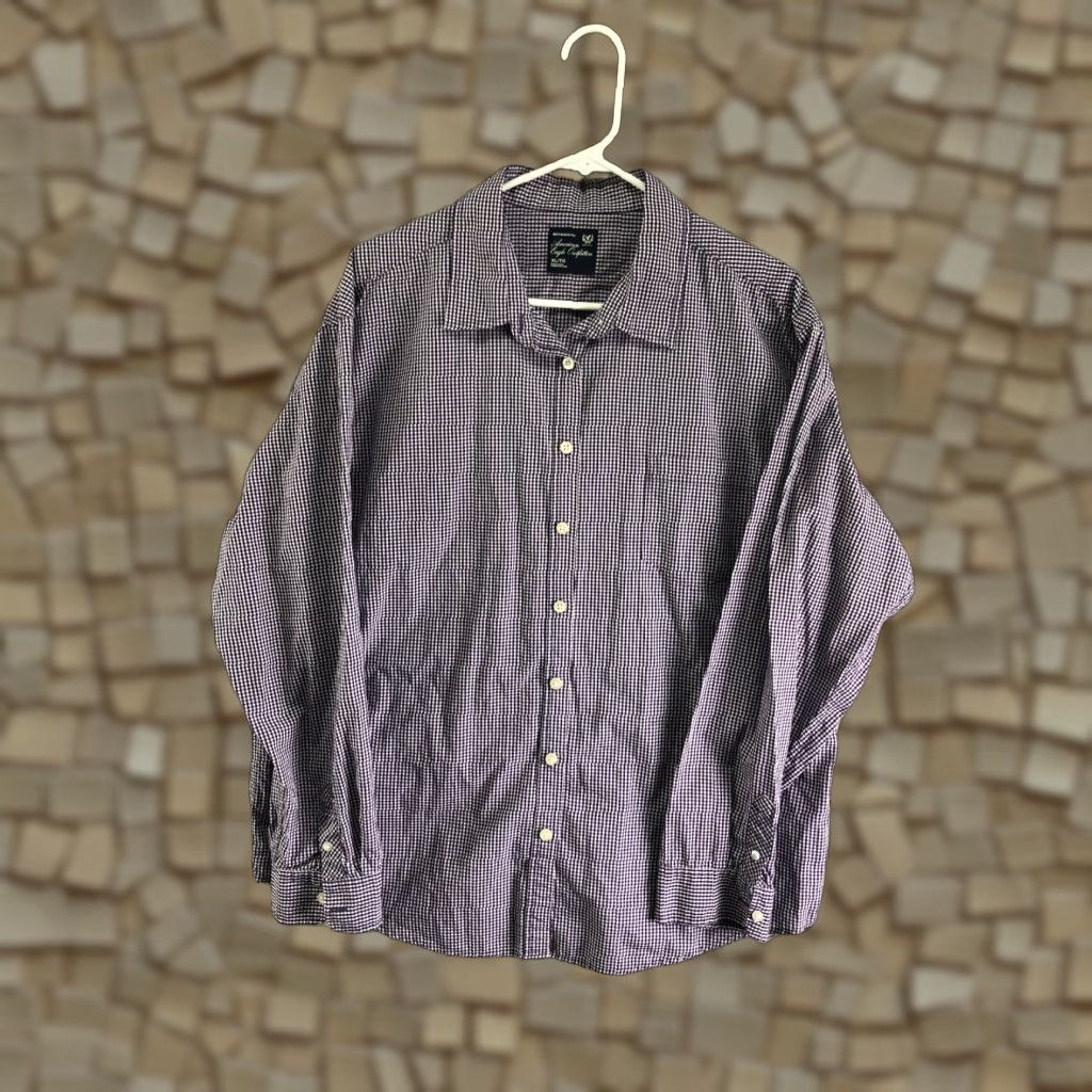 American Eagle Outfitters American Eagle Mens XL Purple Plaid Long Sleeve Spread Collar Shirt Size US XL / EU 56 / 4 - 1 Thumbnail
