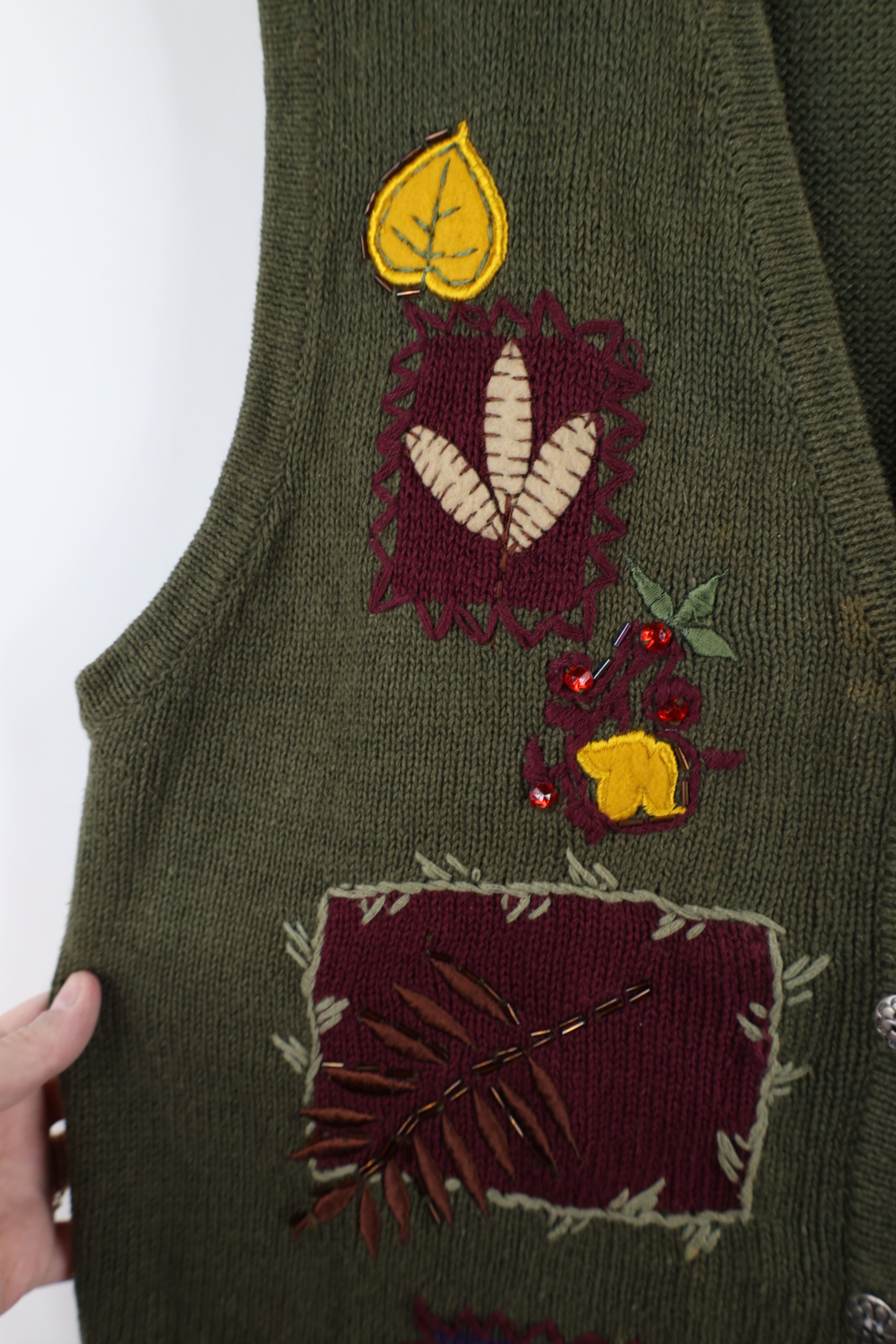 Vintage Vintage 90s Streetwear Flower Knit Cardigan Sweater Vest Size XL / US 12-14 / IT 48-50 - 9 Thumbnail