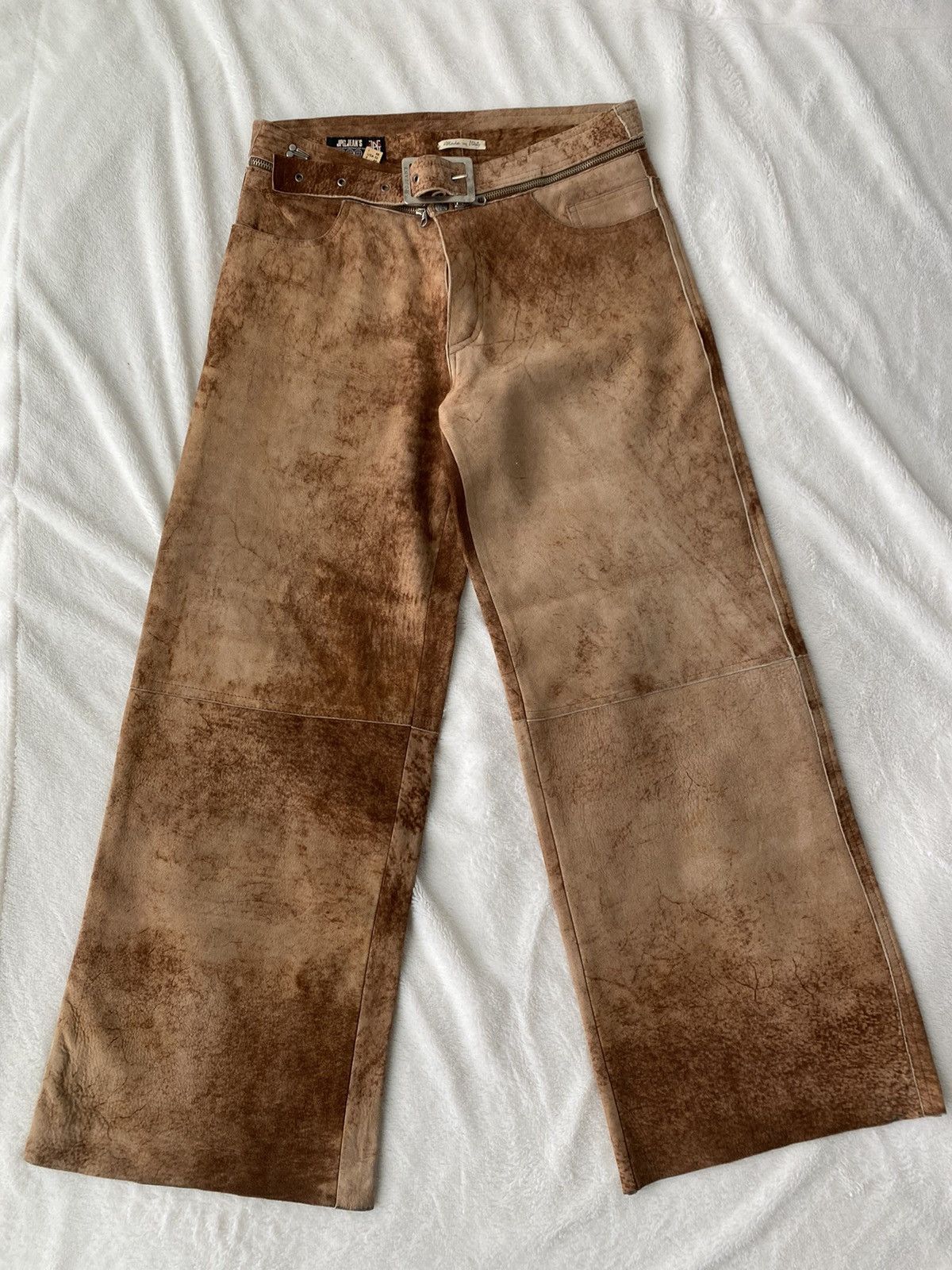 image of Jean Paul Gaultier Leather Pants in Brown, Men's (Size 32)
