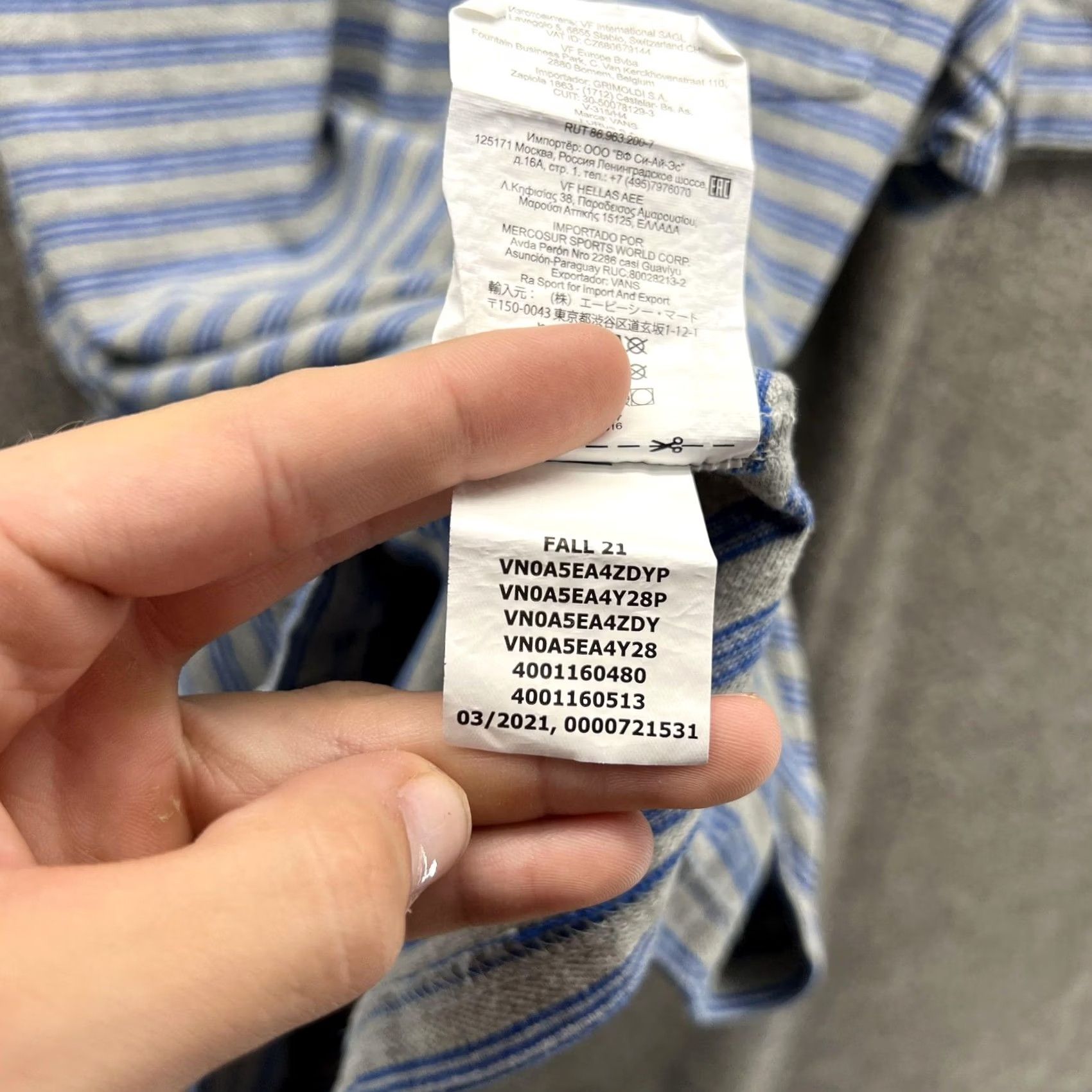 Vans VANS Shirt Mens Medium Gray Blue Stripe Pocket T-Shirt Casual Skate VN0A5EA4 Size US M / EU 48-50 / 2 - 4 Thumbnail