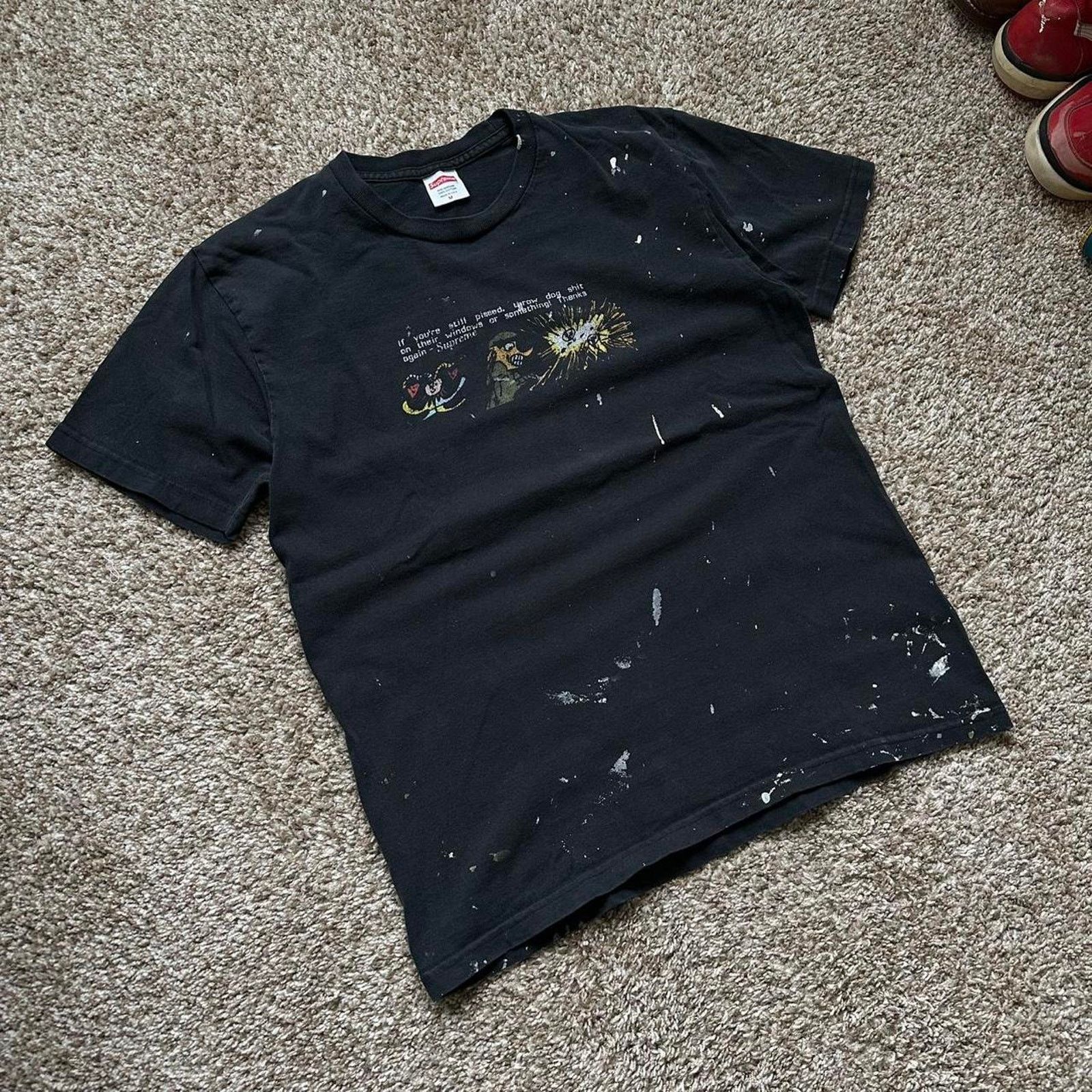 Supreme × Vintage Supreme Graphic Quote Dog Shit Black Faded Painter Shirt Size US M / EU 48-50 / 2 - 4 Thumbnail