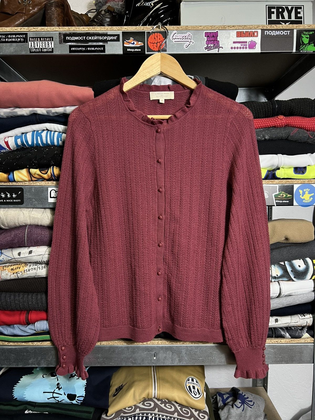 Sezane Sezane Paris Rosewood Merino Wool Blend Knitted Cardigan Size L / US 10 / IT 46 - 2 Thumbnail