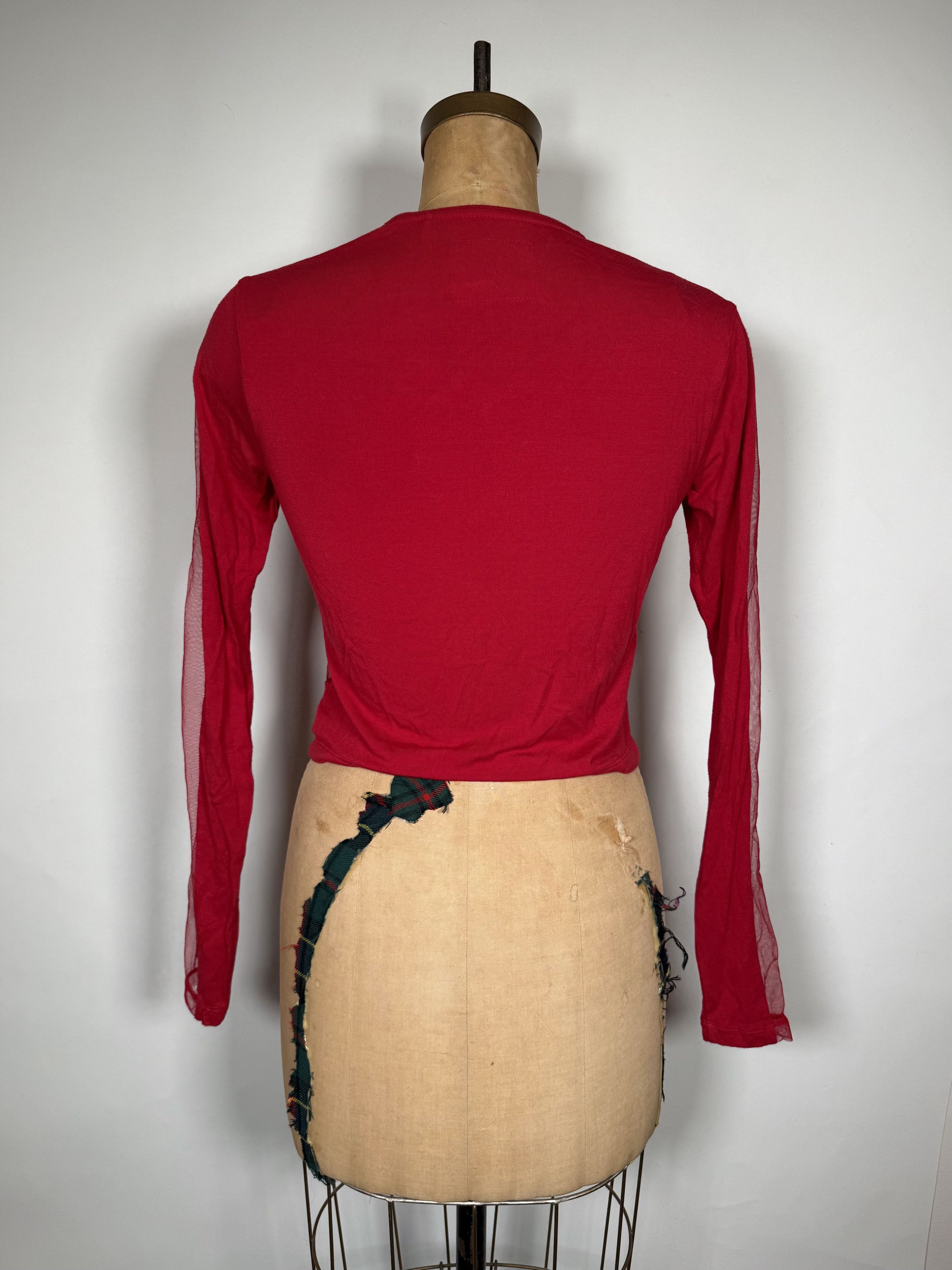 True Religion Y2K True Religion Red Mesh Long Sleeve T-Shirt Size XS / US 0-2 / IT 36-38 - 2 Thumbnail
