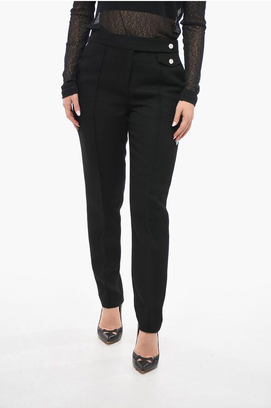 image of Tory Burch Back-Pleated Cropped Fit Pants in Black, Women's (Size 28)