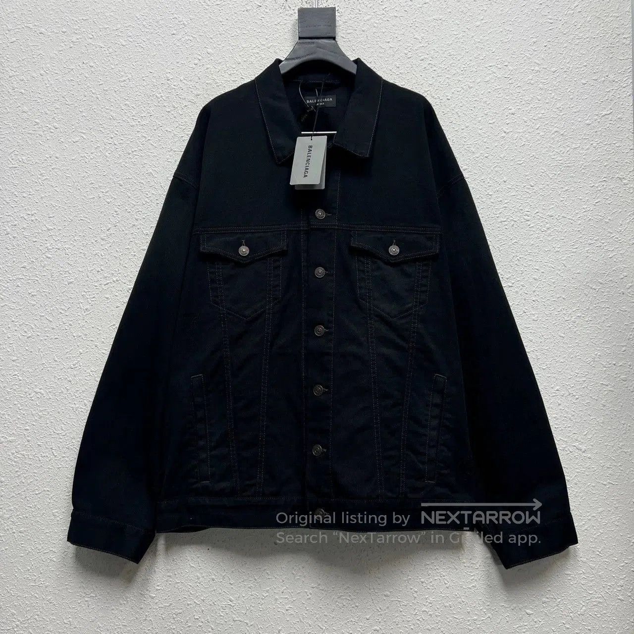 balenciaga graffiti logo denim jacket.