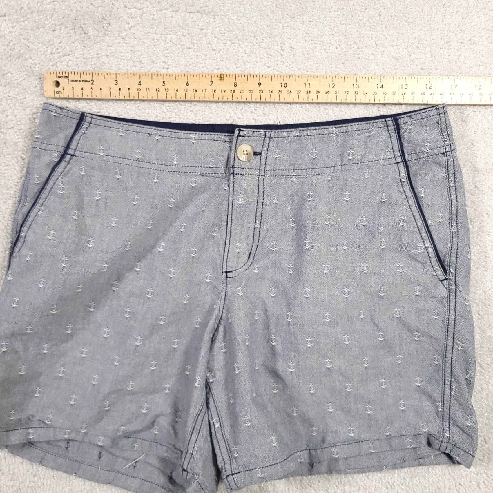 Nautica Columbia PFG Anchor Print Shorts Womens 12 Blue Nautical Fishing Outdoors 33X5.5 Size 34" / US 12 / IT 48 - 5 Thumbnail