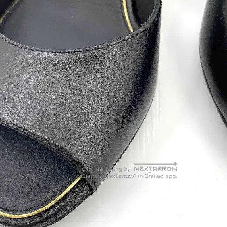 Chanel Chanel Black leather round toe one-string pearl slope heel Size US 7 / IT 37 - 8 Thumbnail
