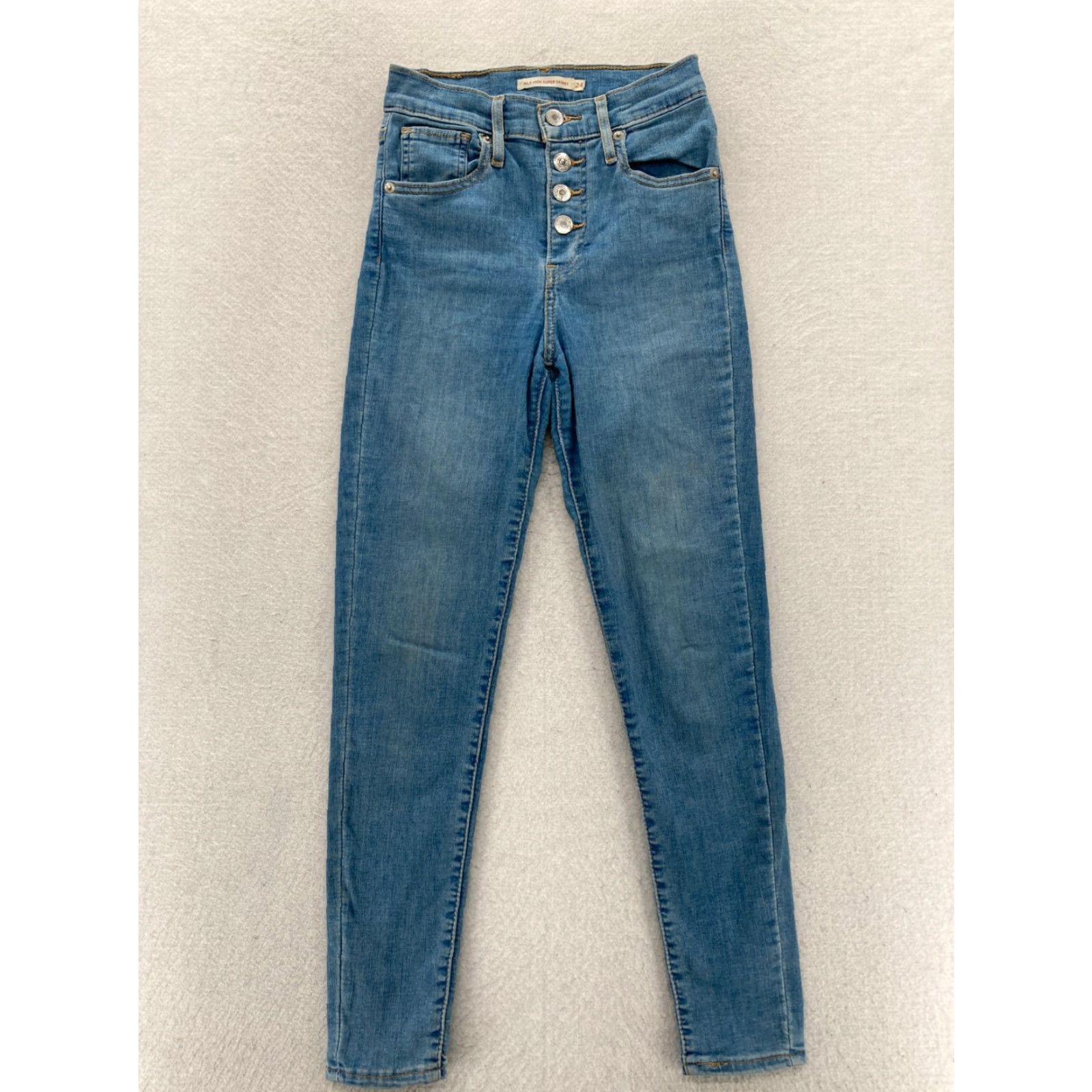 Levi's Levi's Mile High Super Skinny Jeans Women's 24 Blue Denim Button Fly Stretch Slim 5-Pocket Modern Casual Size 42" / US 20 - 2 Thumbnail