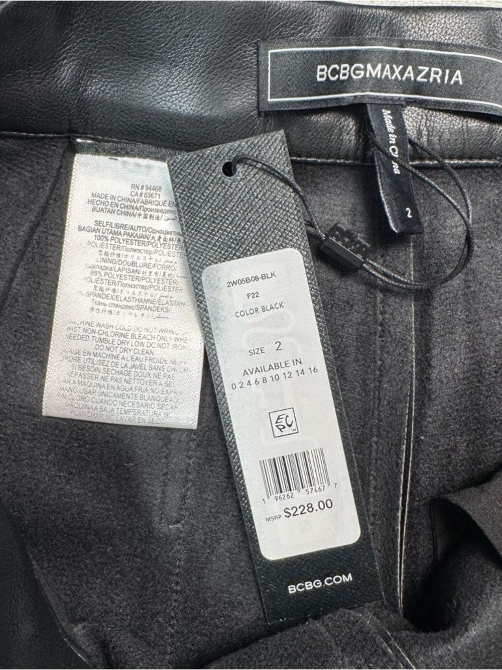 Bcbgmaxazria NWT New $228 BCBGMaxAzria High-Rise Cropped Black Faux Leat Size 26" / US 2 / IT 38 - 8 Thumbnail