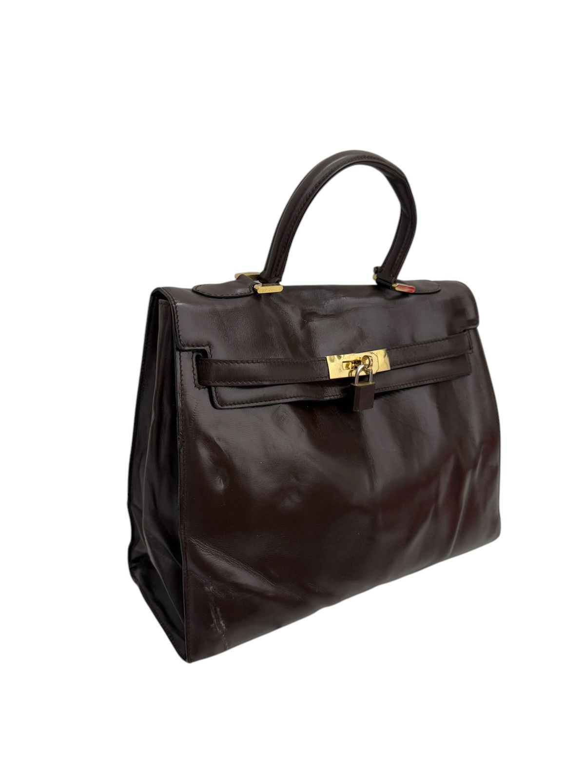 Bally × Leather VINTAGE BALLY BROWN LEATHER TOP HANDLE BIRKIN DESIGN Size ONE SIZE - 2 Thumbnail