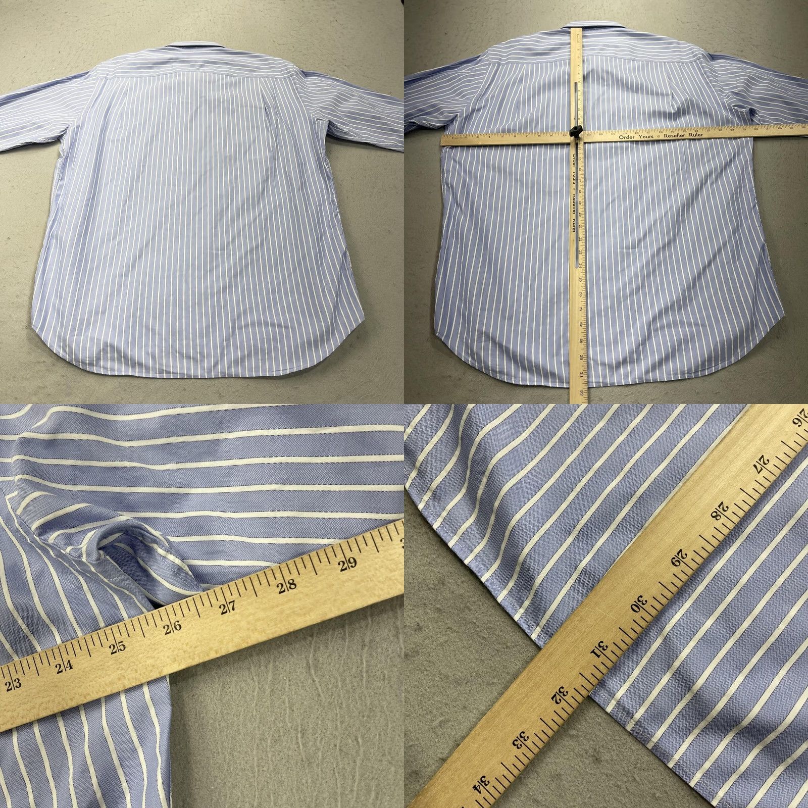 Canali Canali Dress Shirt Mens 17 43 Blue Stripe Classic Fit 100% Cotton Made Italy Size 46R - 8 Thumbnail