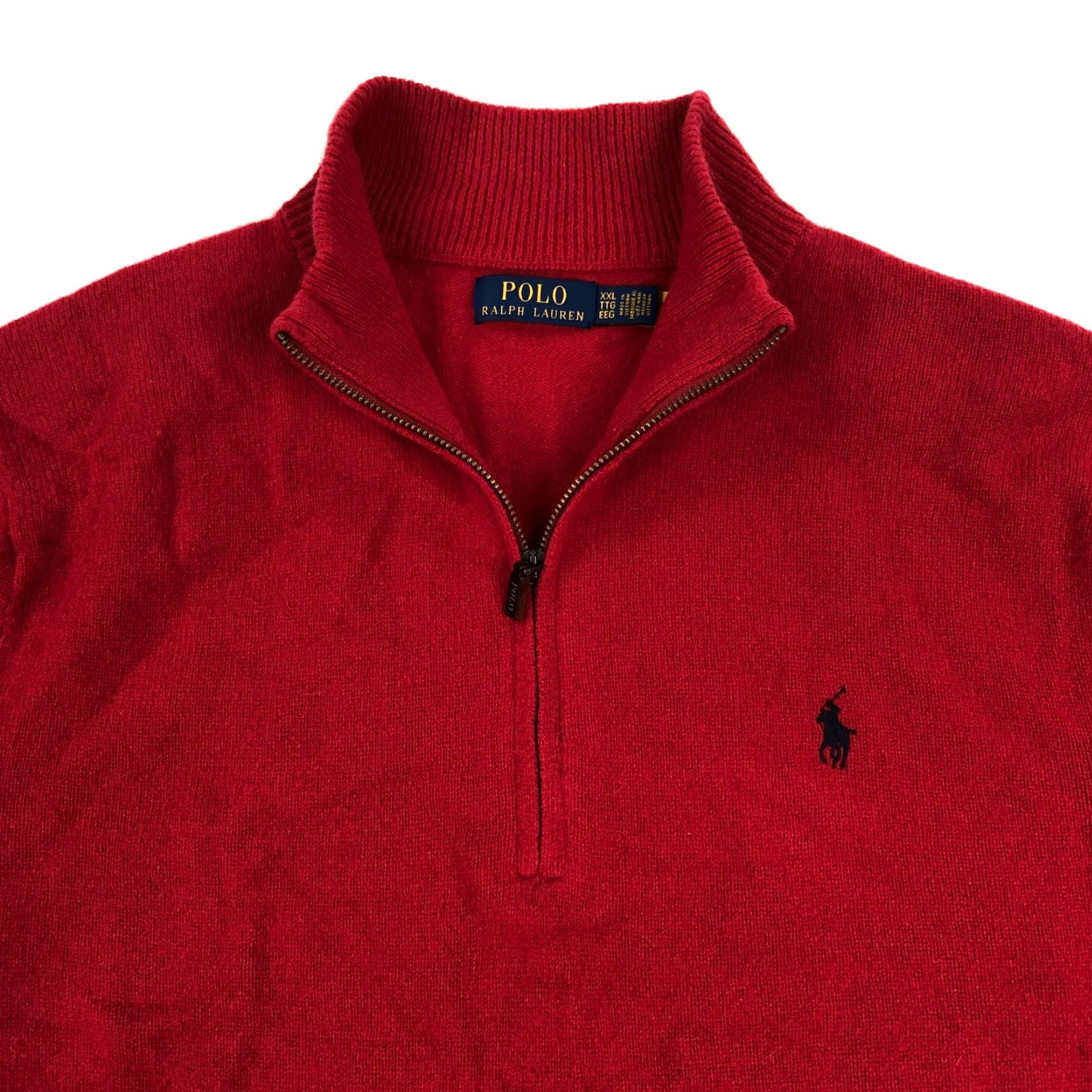Polo Ralph Lauren Polo Ralph Lauren Wool Sweater Mens 2XL Red Quarter Zip Pullover Size US XXL / EU 58 / 5 - 4 Thumbnail