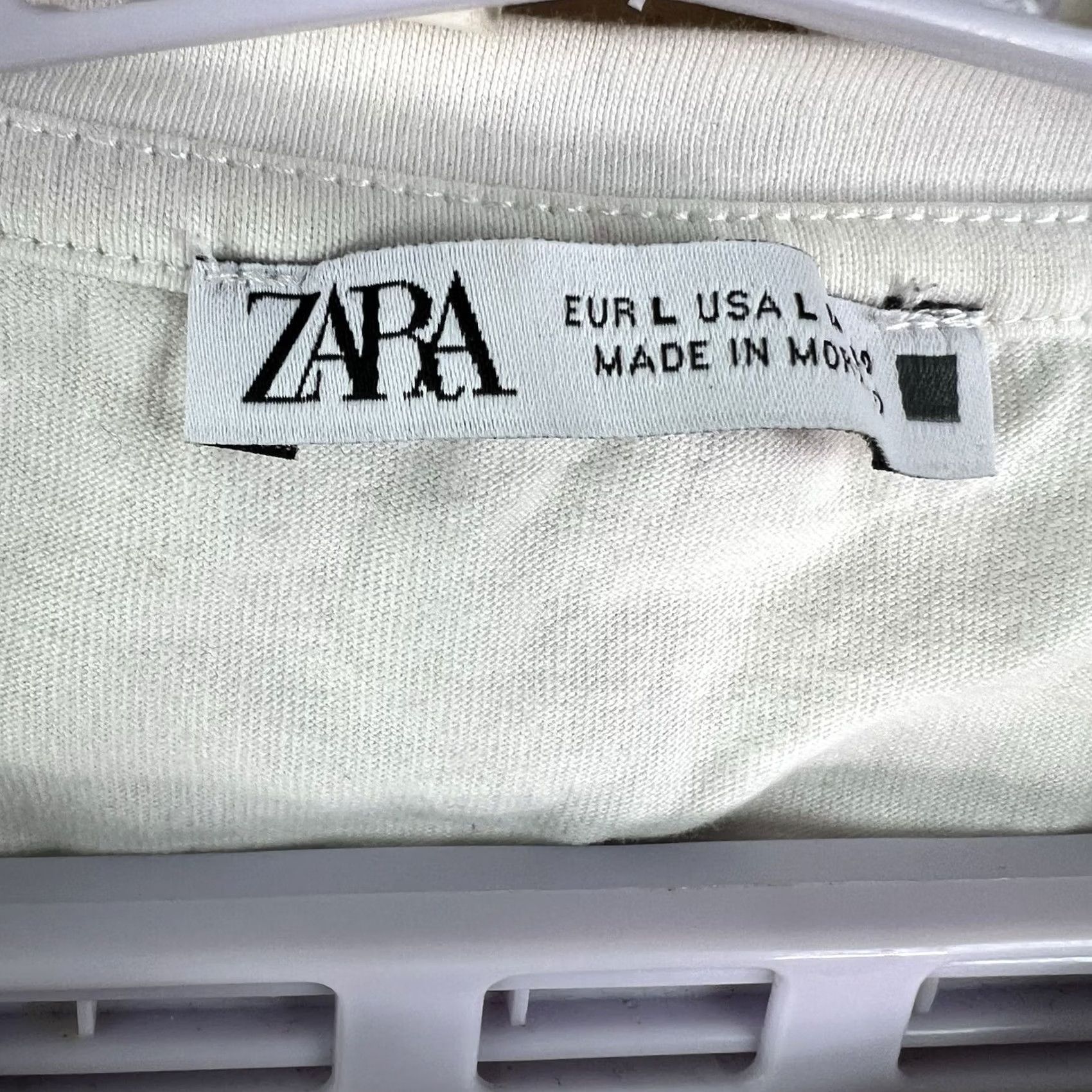 Zara Zara Blouse Womens White Attached Scarf Colorblock L Shirt Casual Sleeve Knit Cotton Polyester Round Neck Size L / US 10 / IT 46 - 3 Thumbnail