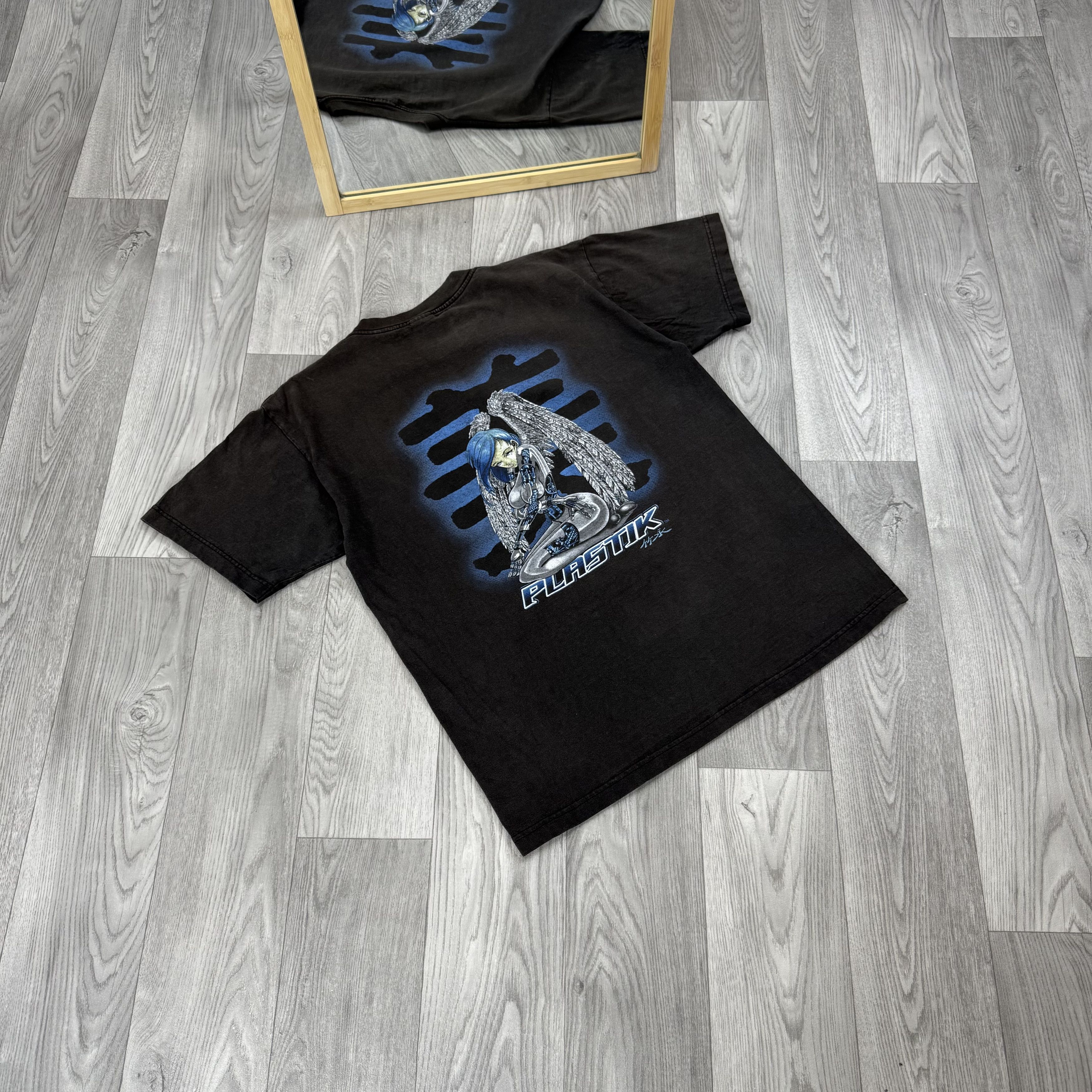 Hook-Ups Vintage Plastic 90s Hook-Ups Graphic Faded Black Tee Shirt Size US L / EU 52-54 / 3 - 3 Thumbnail