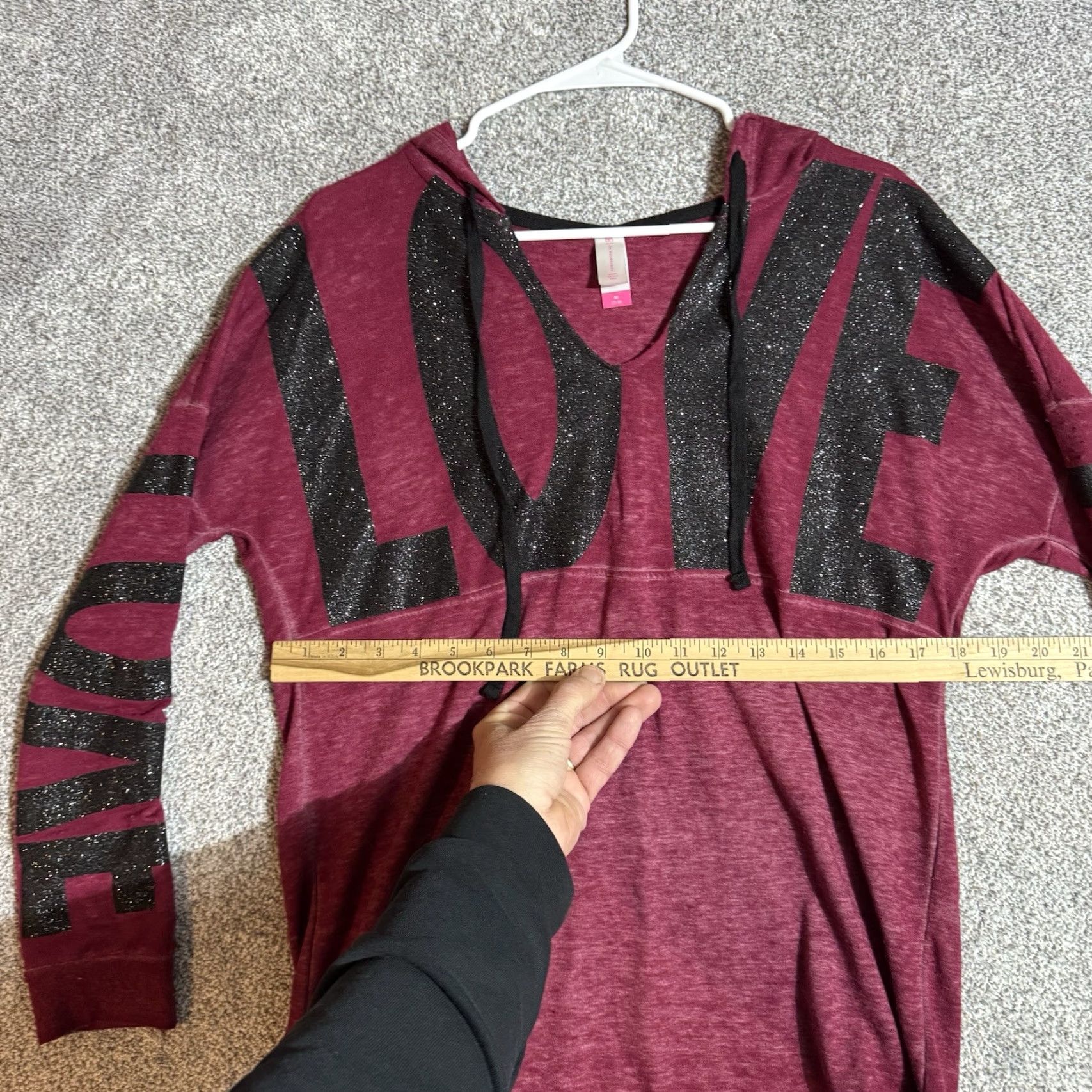 Vintage No Boundaries Hoodie Womens Medium Sparkly Graphic Shirttail Jogger Sweatshirt Size M / US 6-8 / IT 42-44 - 3 Thumbnail