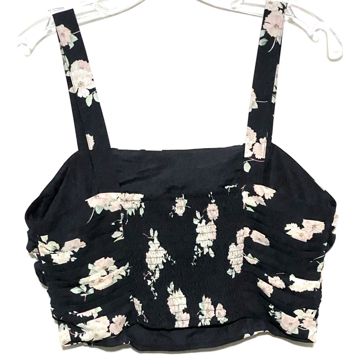Express Express Floral Crop Top S Ruched Smocked NWT Feminine Whimsigoth Grunge Shirt Womens Sleeveless Black XS S? Size S / US 4 / IT 40 - 5 Thumbnail