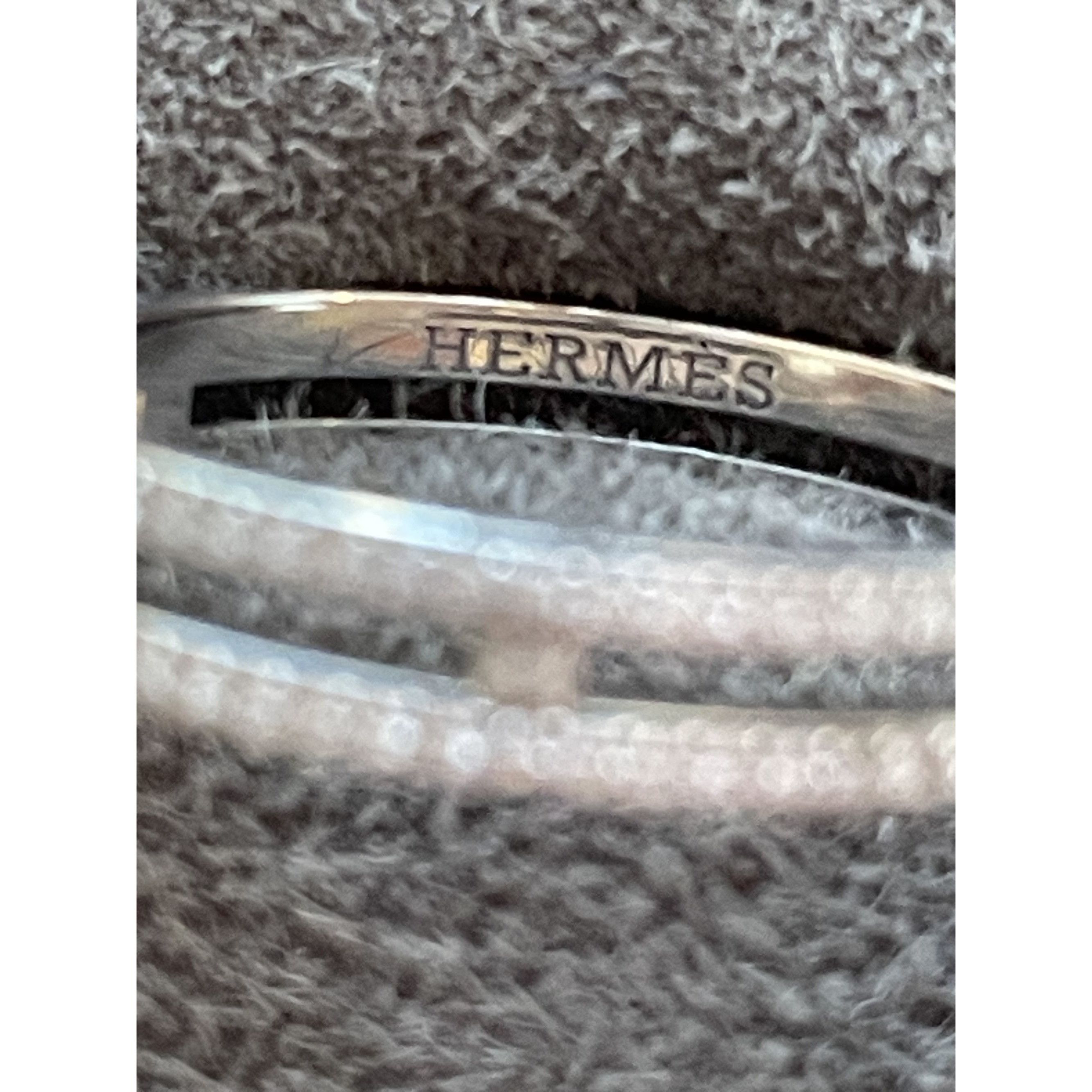 Hermes Hermès White Gold Double Band Ring With Diamond Accents Size Size ONE SIZE - 6 Thumbnail