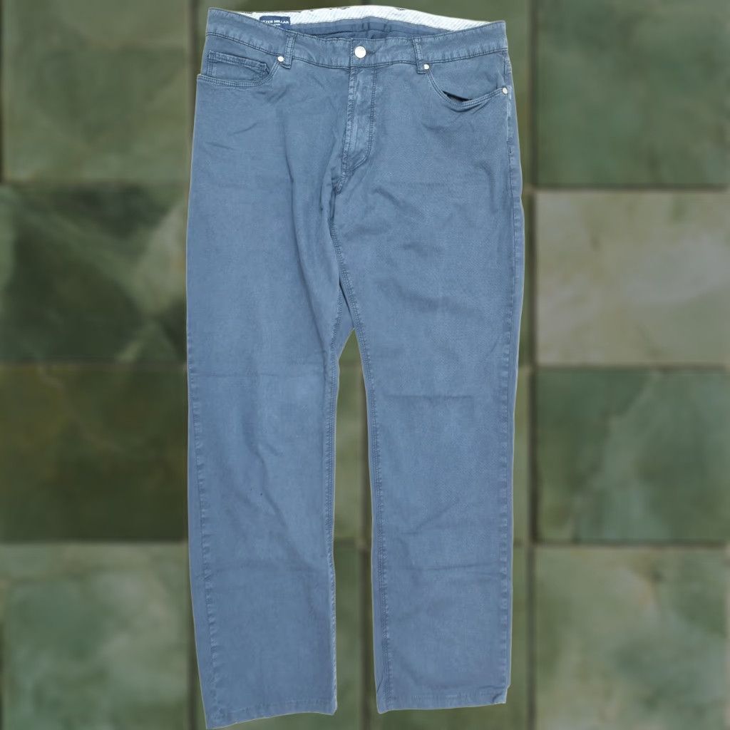 Peter Millar Peter Millar Collection Sateen Chino Pants Blue Straight Leg Mens 36 34 Inseam 30 Regular Flat Front Pockets Size US 36 / EU 52 - 1 Thumbnail