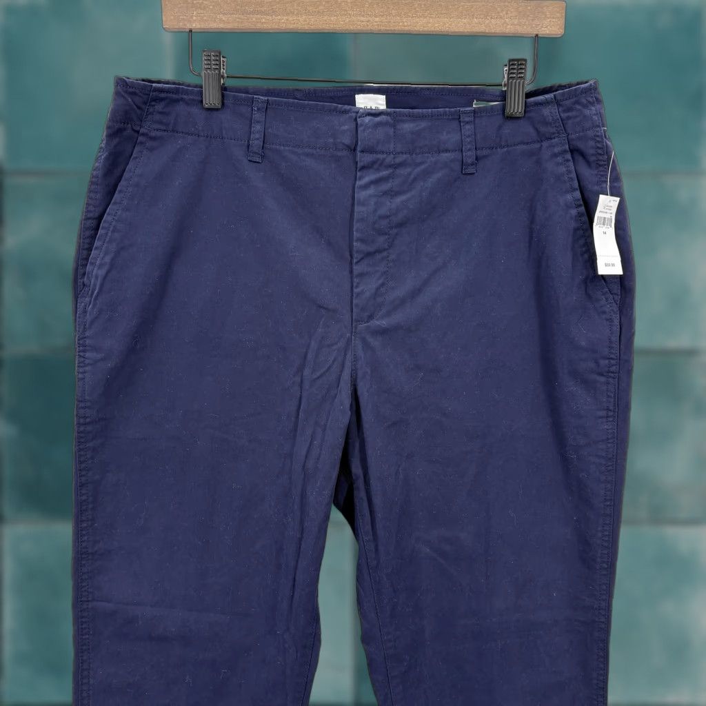 Gap GAP Pants Womens 14 Navy Downtown Khaki Chino Ankle Stretch Cotton Casual Preppy Tapered Twill Pockets Zip Womens Size 36" / US 14 / IT 50 - 1 Thumbnail