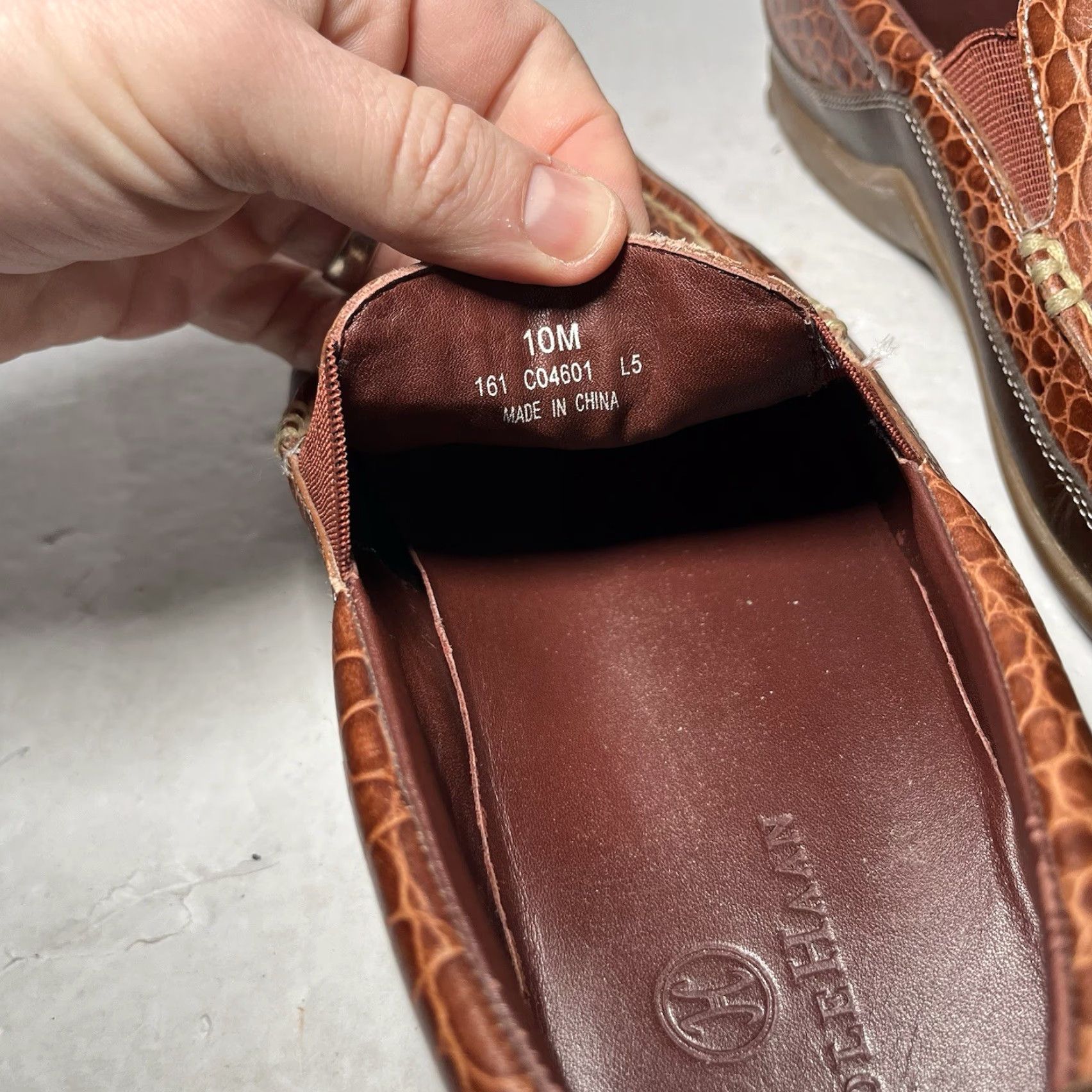 Cole Haan Cole Haan Tucker Venetian Croc Embossed Leather Slip On Brown Loafer Tan Sz 10 M Size US 10 / EU 43 - 7 Thumbnail