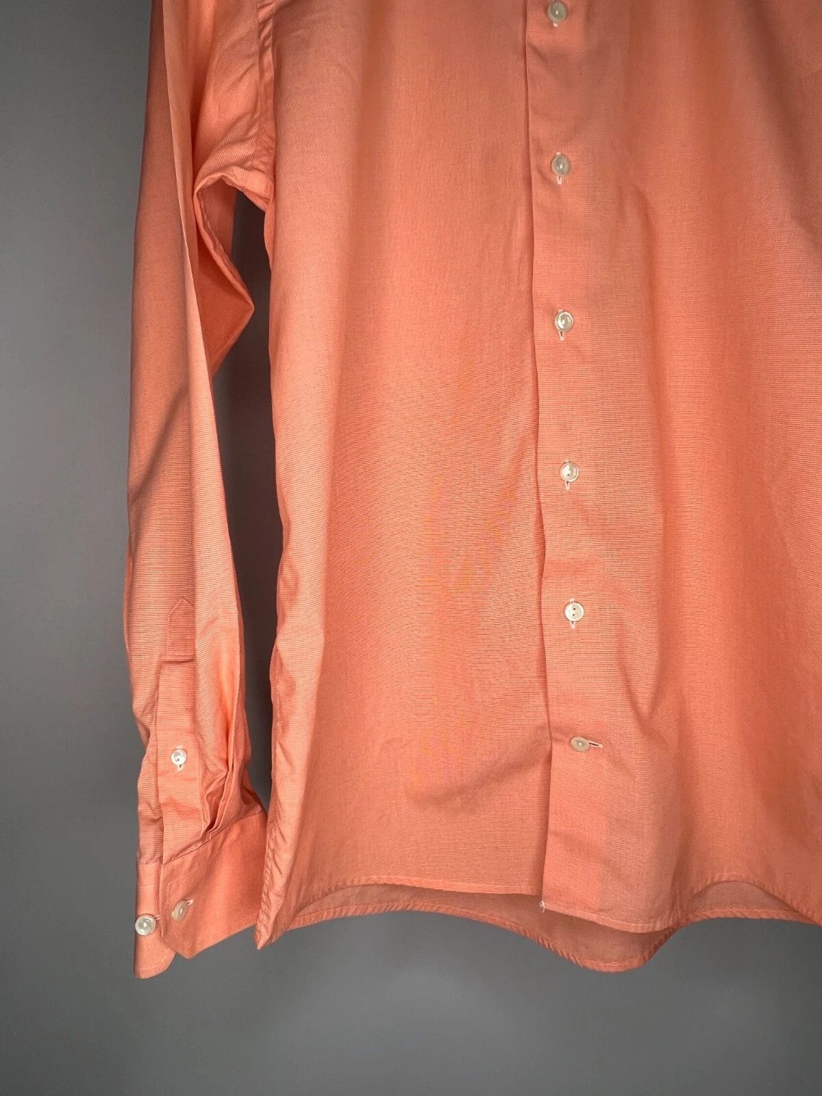 Eton Eton Slim Mens Dress Shirt Orange White Micro Houndstooth Size US M / EU 48-50 / 2 - 4 Thumbnail