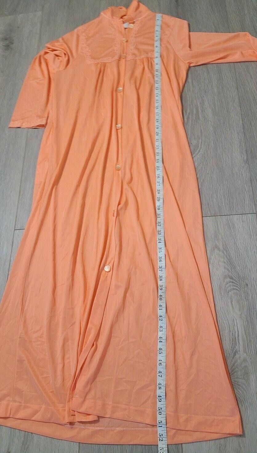 Designer Vintage Robe Texsheen Orange Gown Long Small nylon lingerie Size ONE SIZE - 6 Thumbnail