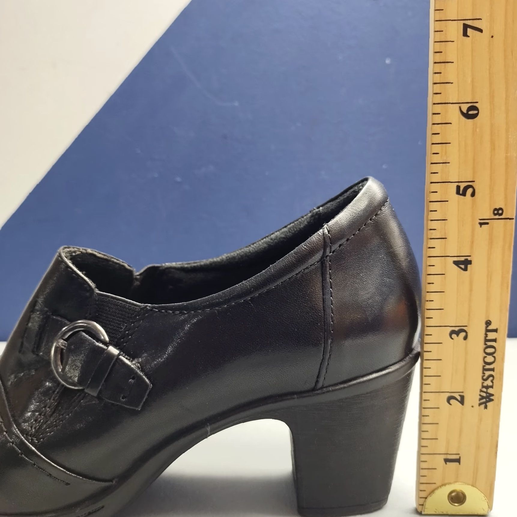 Vintage Earth Boots McLean Bootie Womens Size 7 Black Leather Slip On Block Heel Shoes Size US 7 / IT 37 - 8 Thumbnail