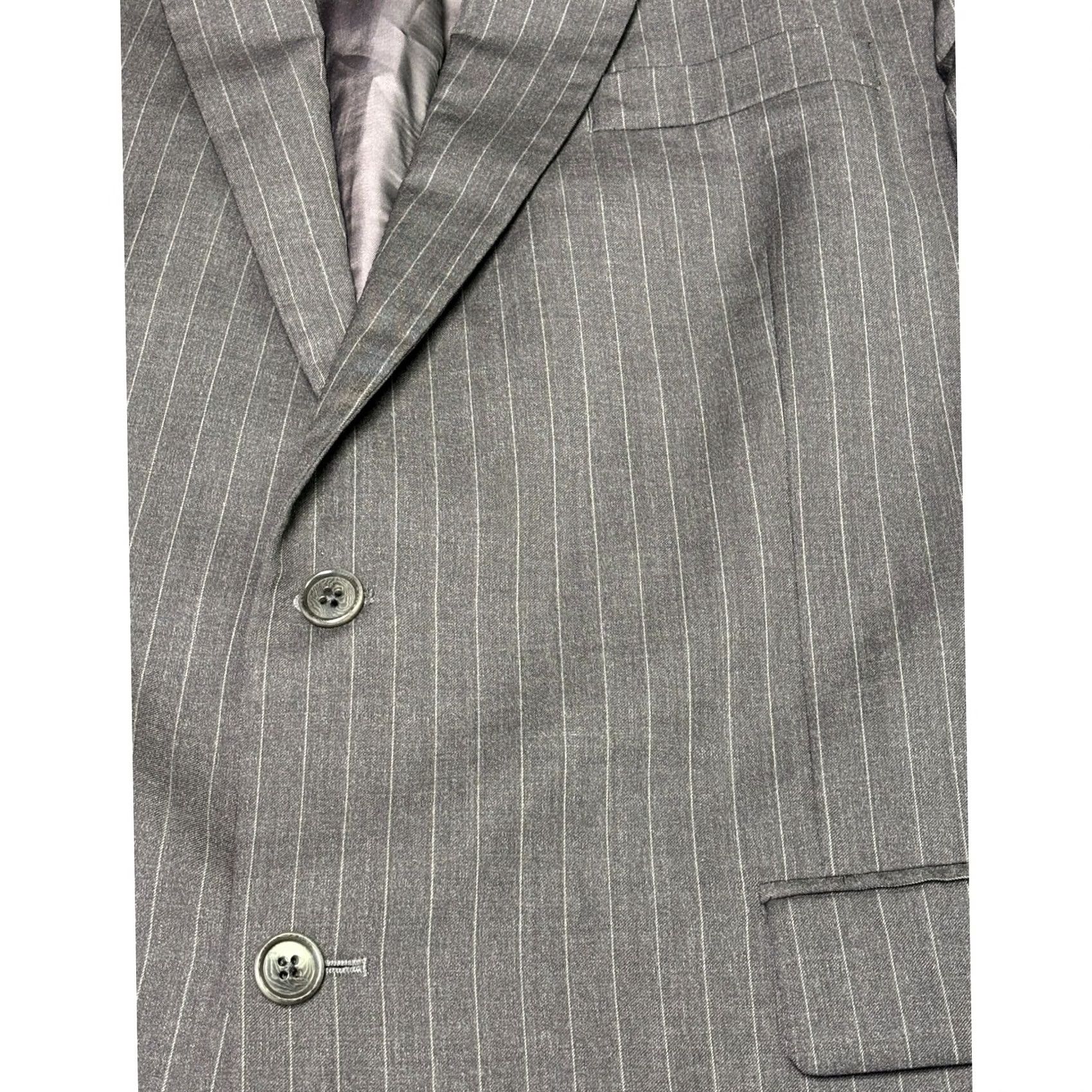 Brooks Brothers Brooks Brothers 1818 Madison Blazer Mens 46R Dark Gray Pinstripe Wool USA Size 46R - 2 Thumbnail