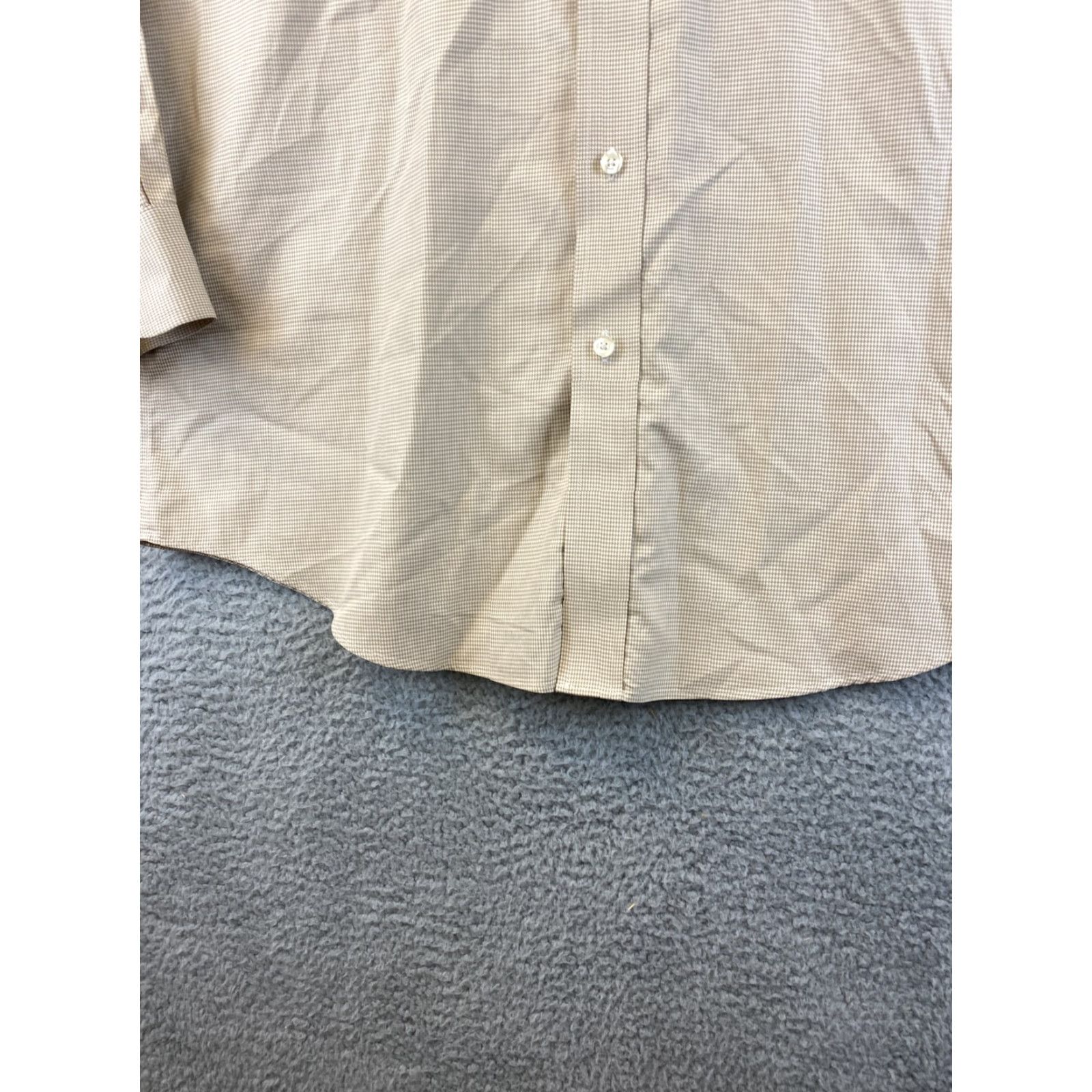 Roundtree & Yorke Roundtree & Yorke Gold Label Dress Shirt Mens L Beige 100% Cotton Button-Down Long Sleeve Size 42R - 3 Thumbnail