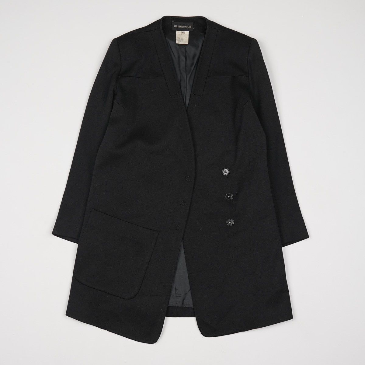 Ann Demeulemeester Ann Demeulemeester Wool Black Coat Jacket Kimono Vintage Size S / US 4 / IT 40 - 1 Thumbnail