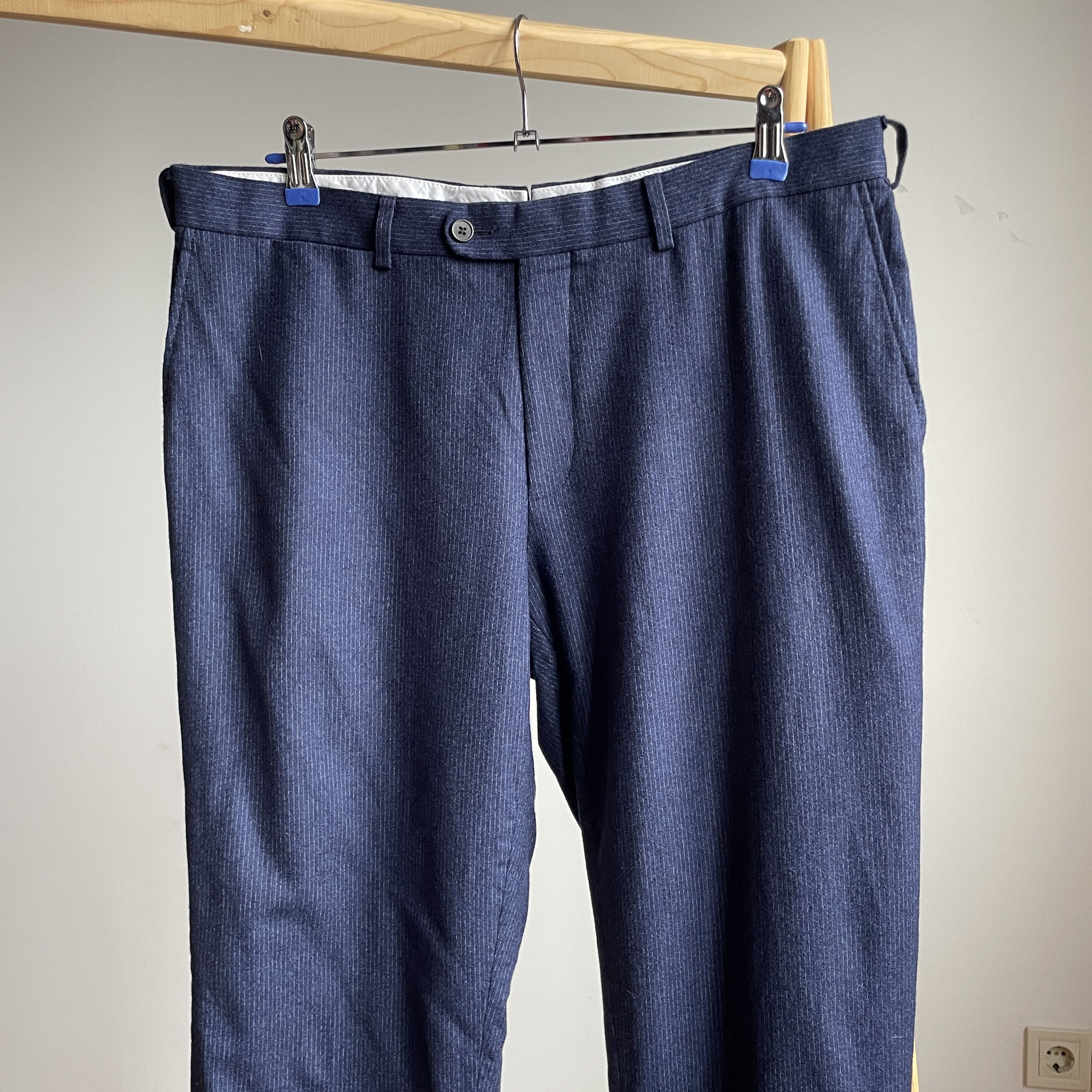Suitsupply Suitsupply Brescia Pinstripe Navy Wool Dress Trousers Size 44S - 3 Thumbnail