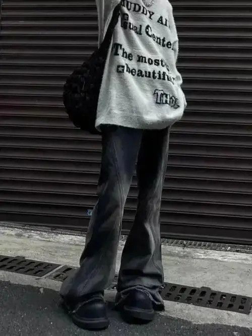 Japanese Brand Street Hip Hop Grunge Micro Flared Jeans Size US 32 / EU 48 - 2 Thumbnail