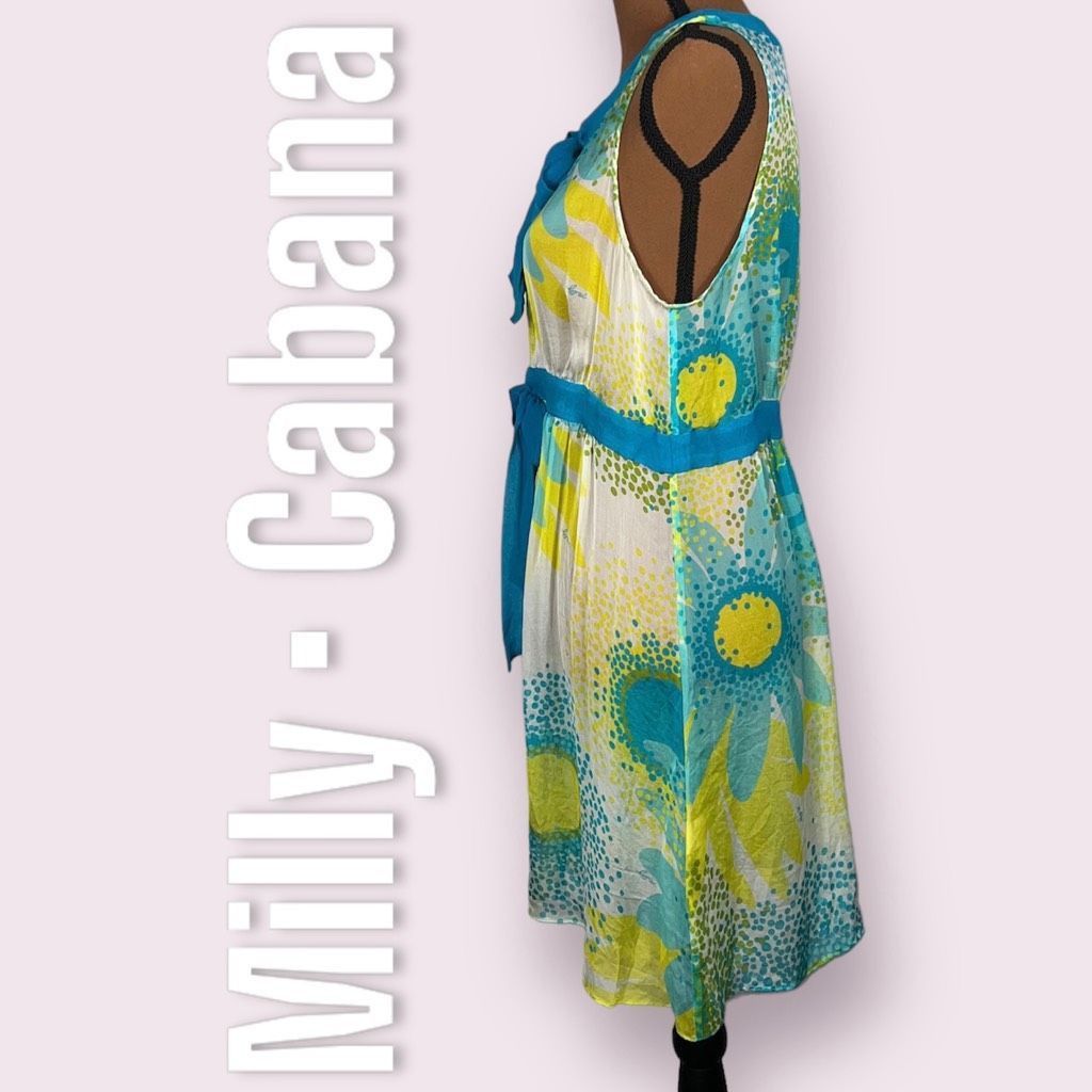 MILLY Milly Cabana, Front Tie Silk Swim Floral Print Bathing Suit Size L / US 10 / IT 46 - 3 Thumbnail