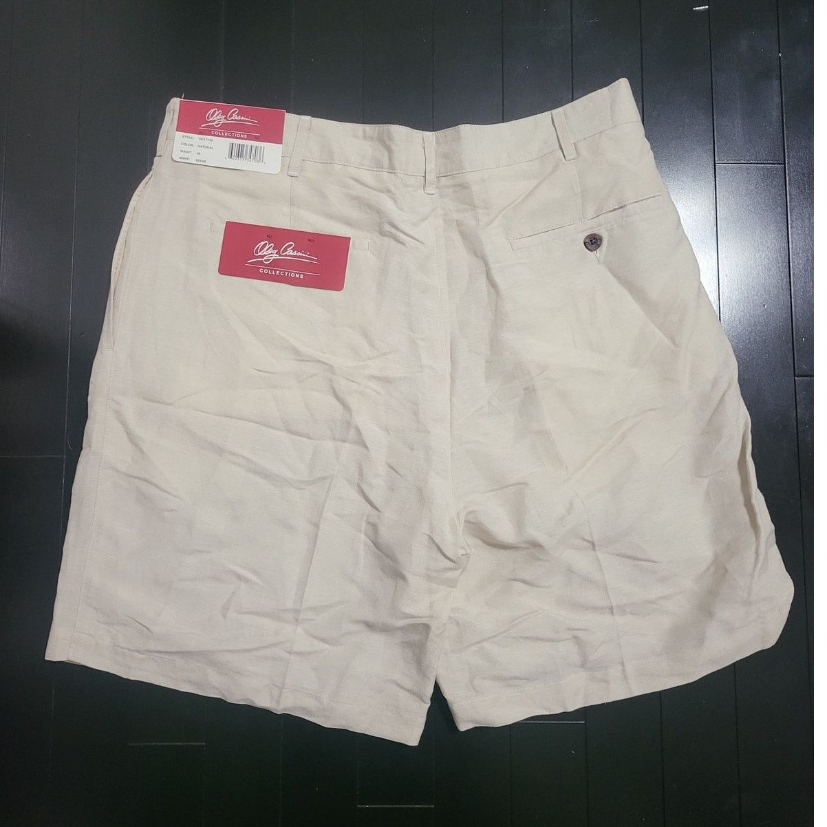 Oleg Cassini Oleg Cassini Men's Tan Pleated Linen Blend Shorts - 36 Size US 36 / EU 52 - 2 Thumbnail